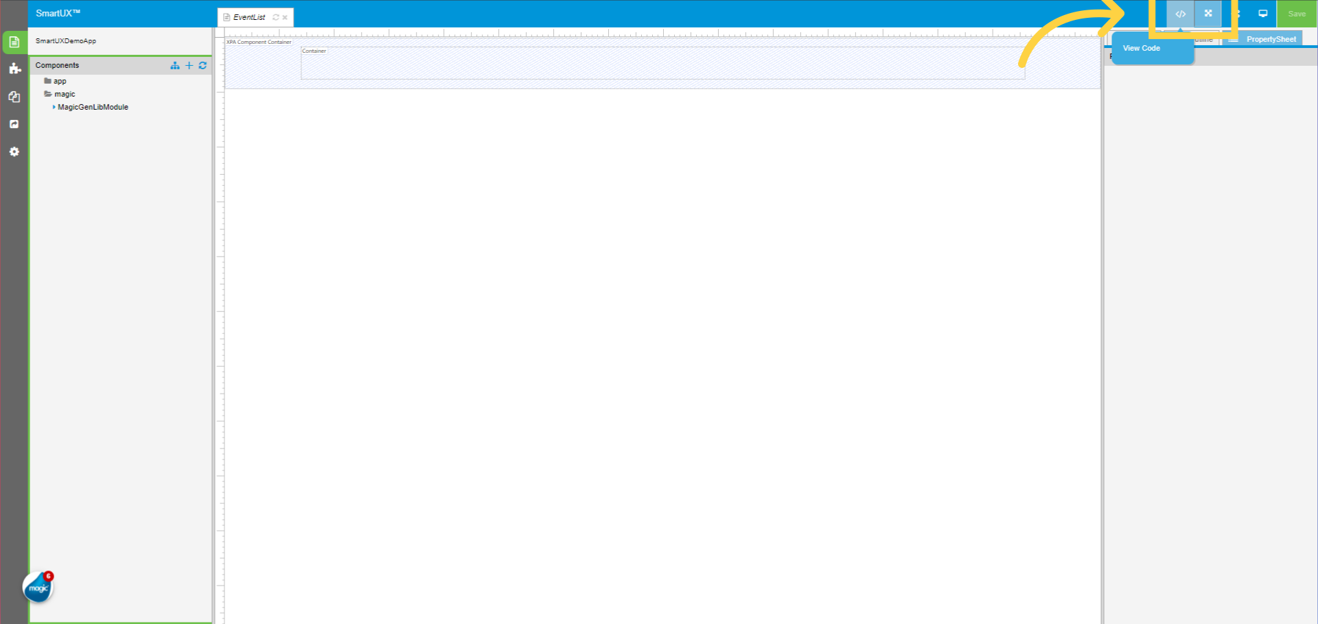 Enable Expanded View and View Code for Event List Component