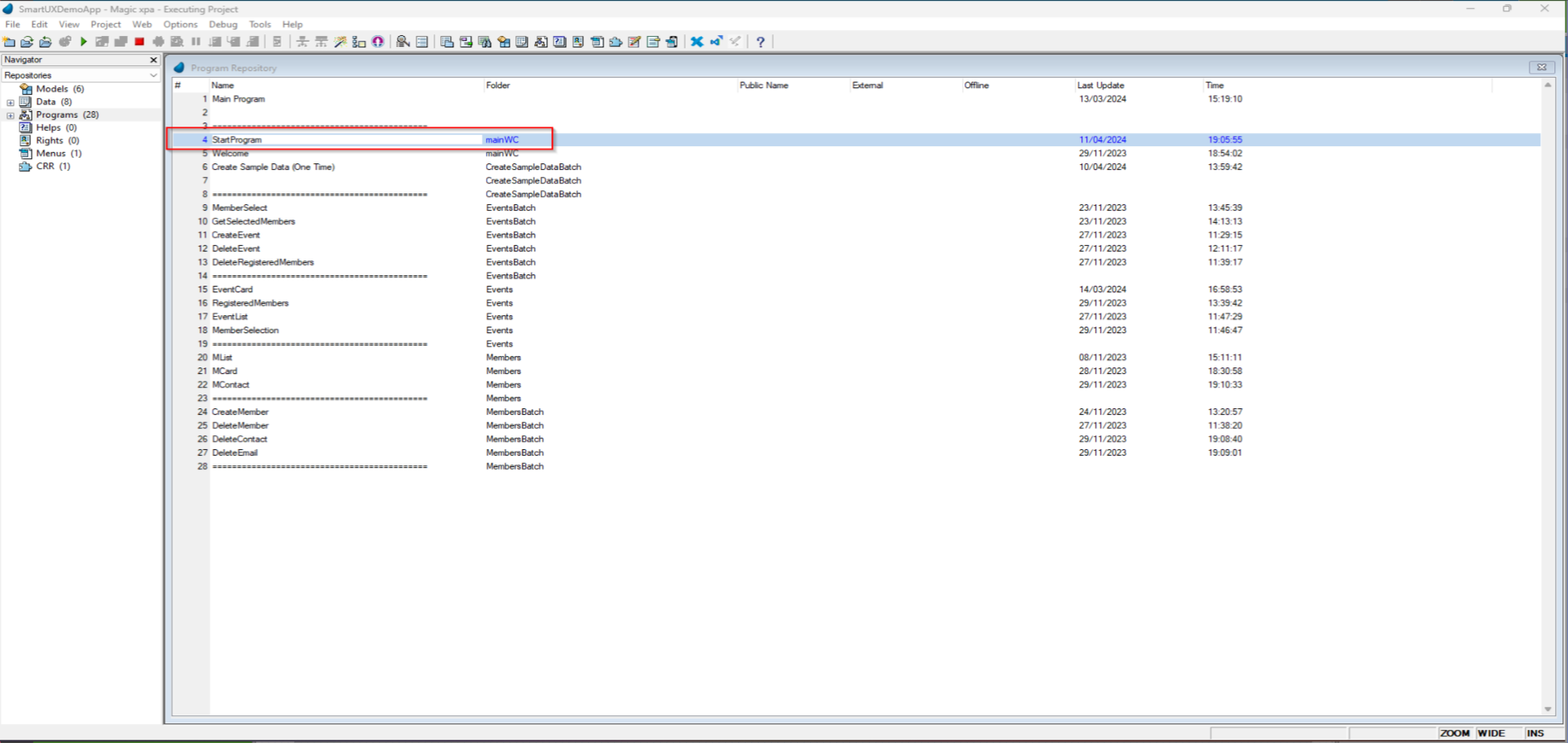 Switch to Magic xpa studio for the sidebar navigation menu