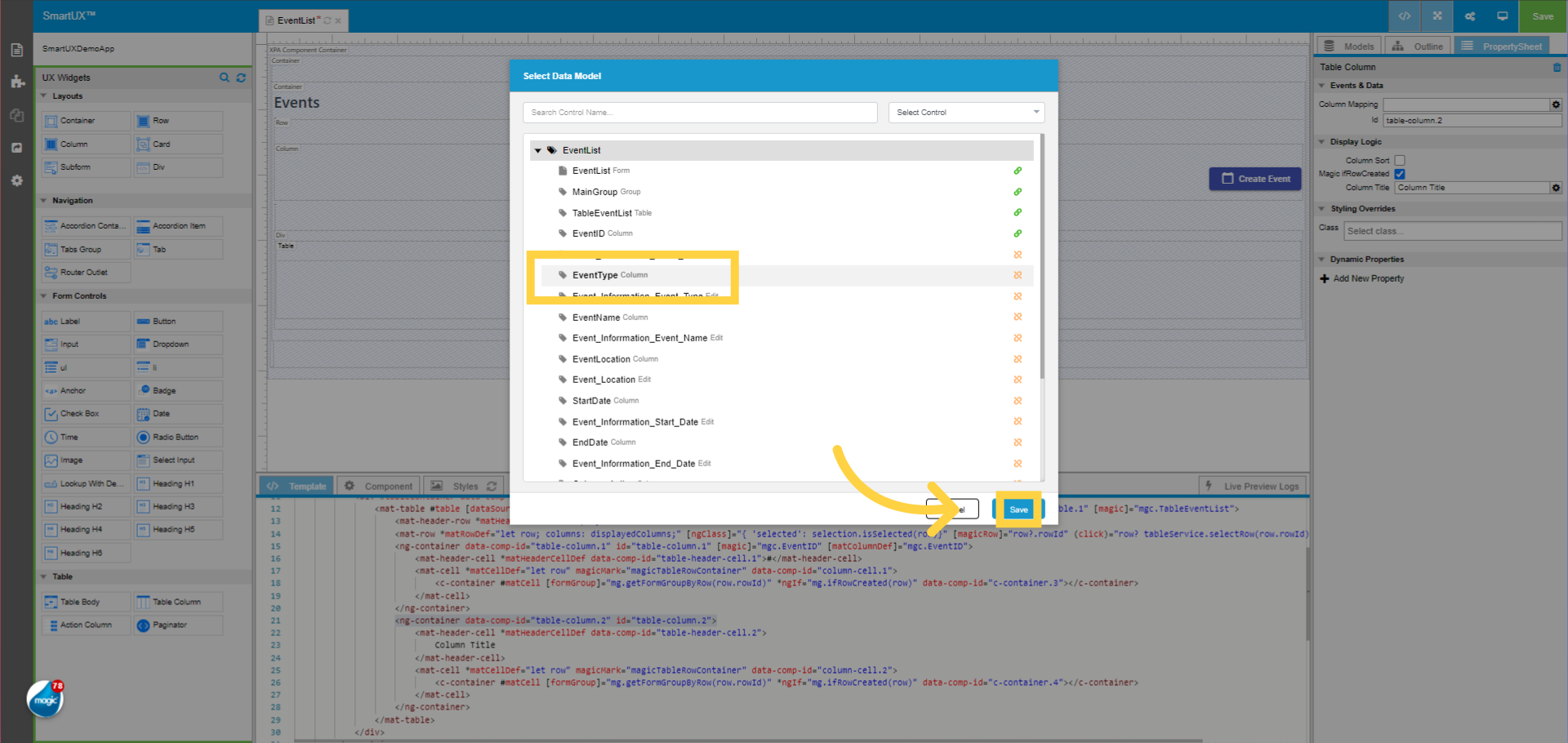 Column Mapping “EventType”