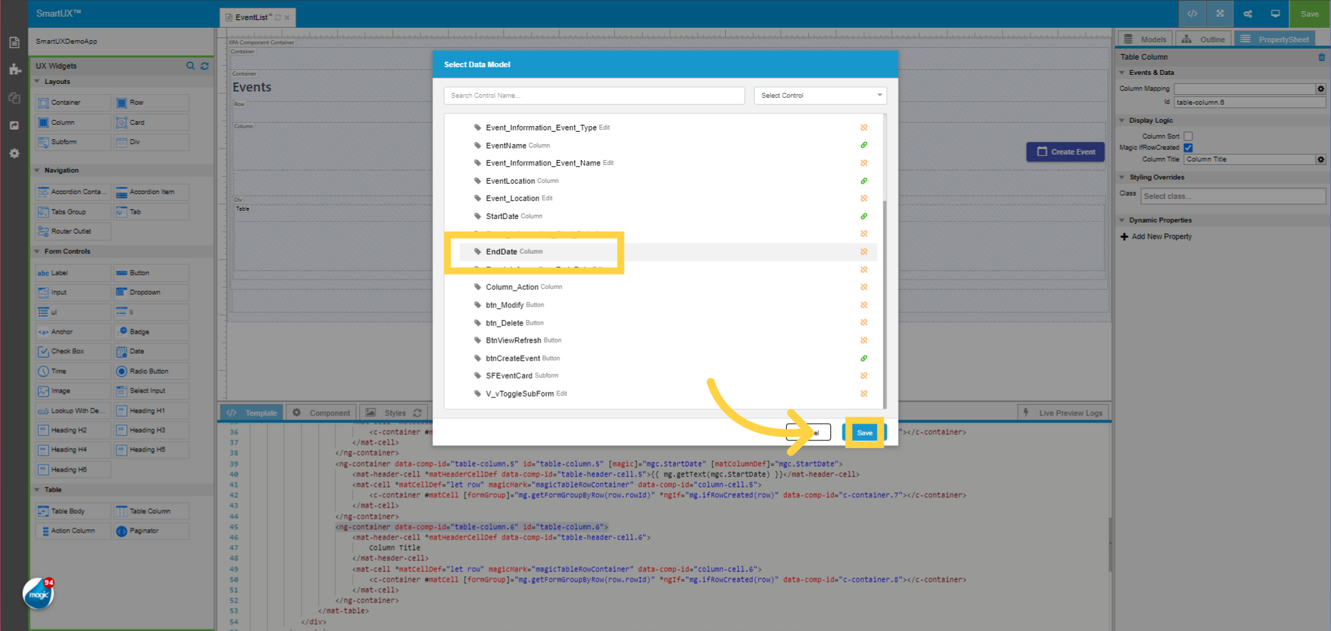 Column Mapping “EndDate”