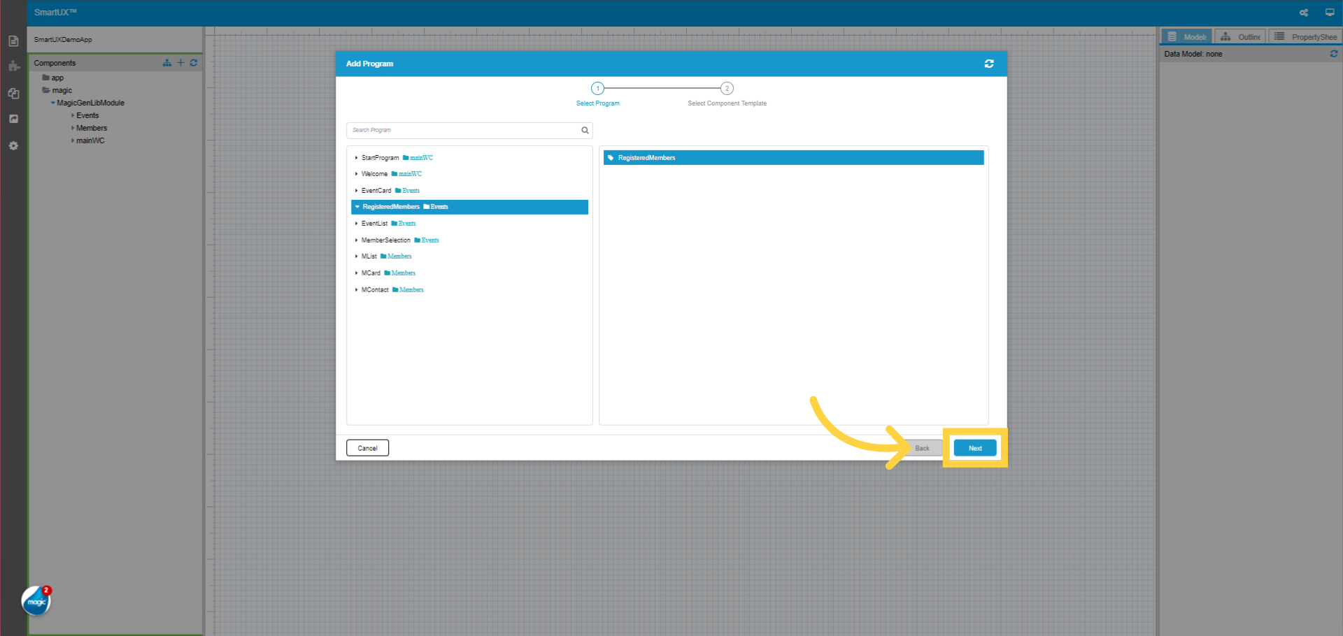 Select a Program for the Registered Members