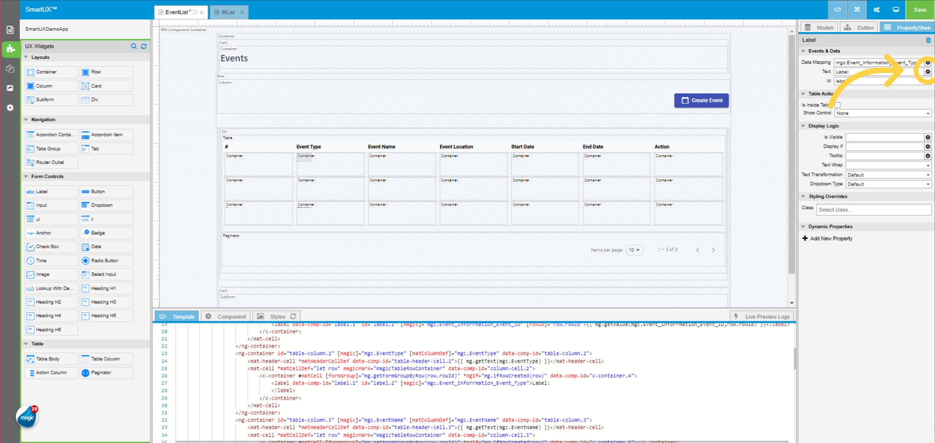 Map Text property with mg.getValue function for Event_Inforrmation_Event_Type