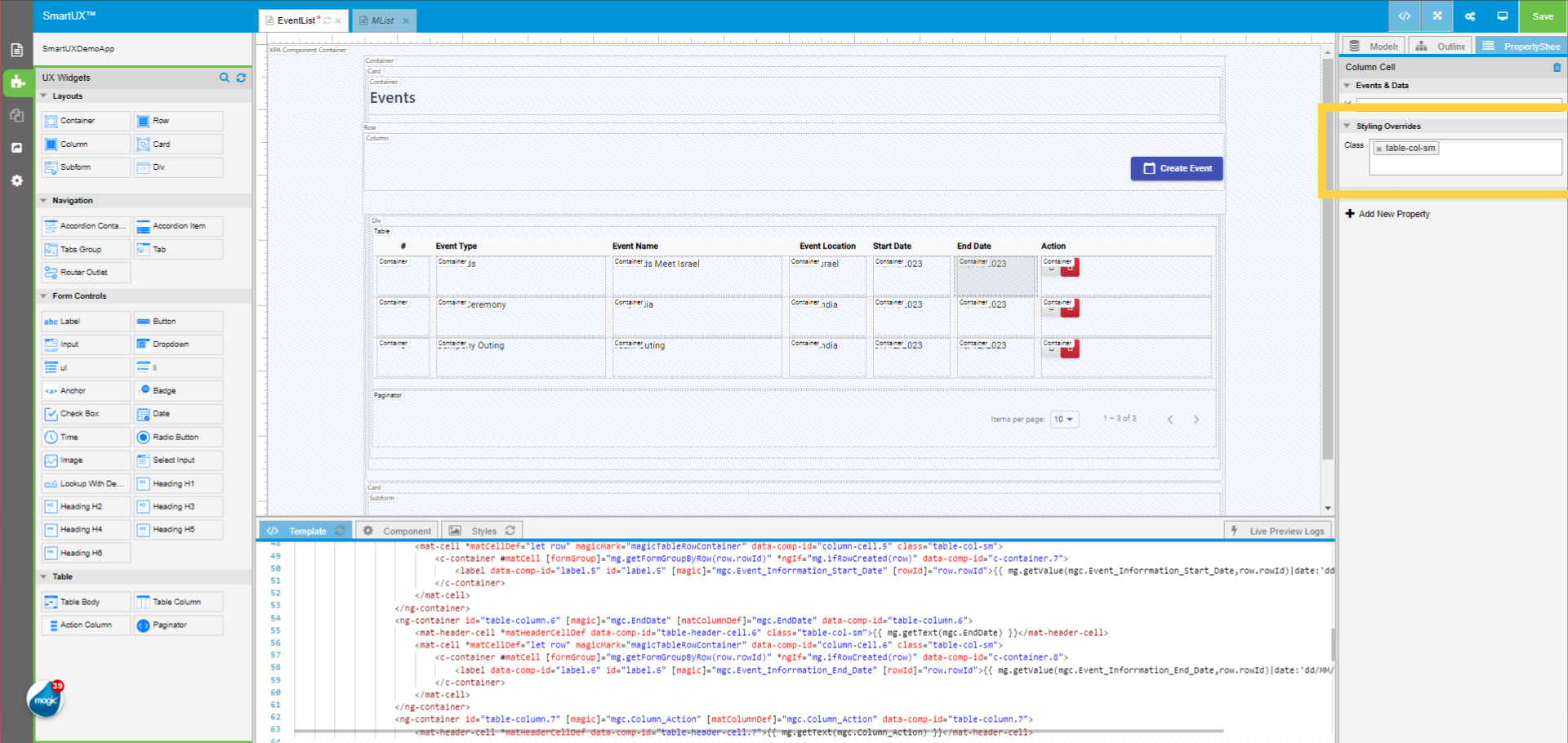 Sixth Column Cell Class Property