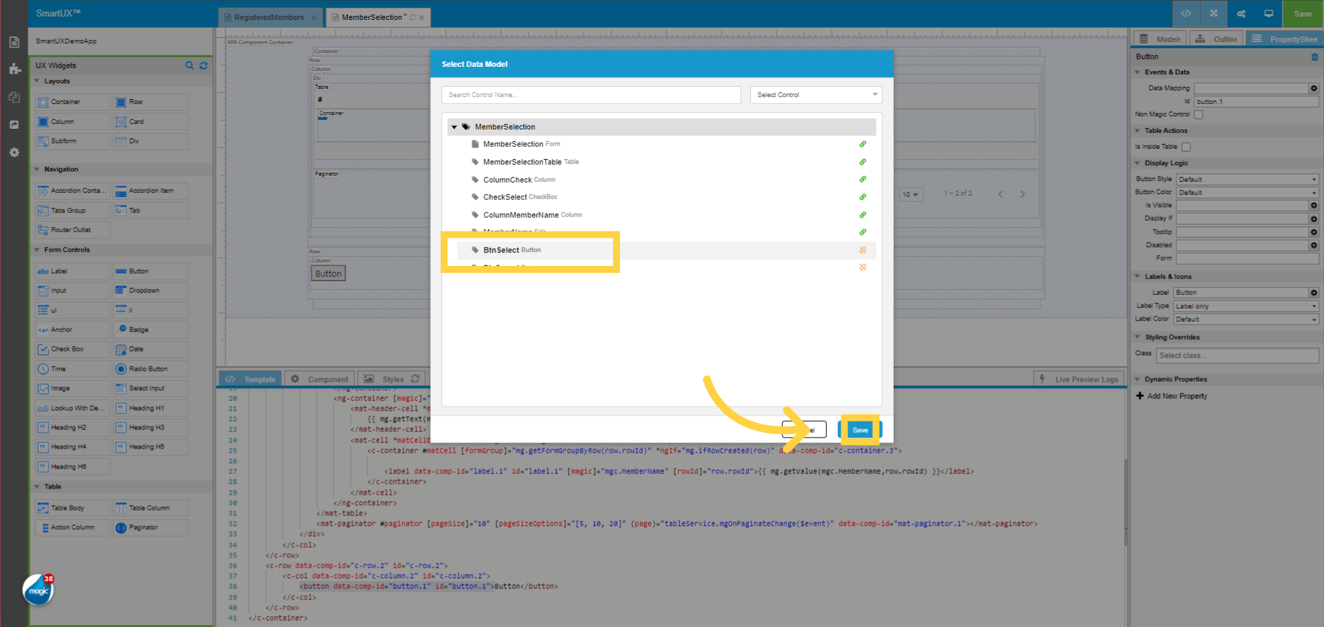 Map Button widget with BtnSelect