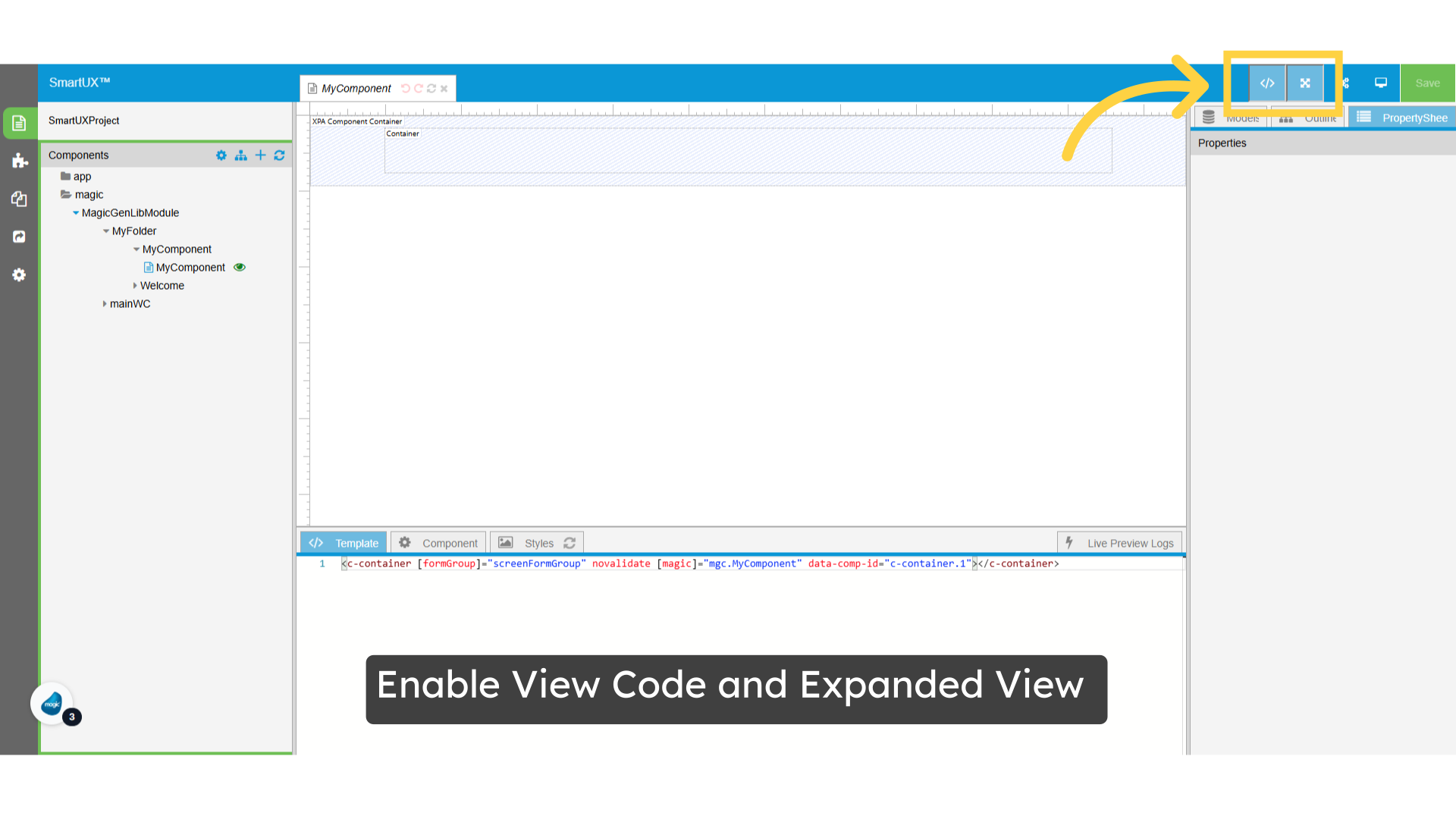 Enable View Code and Expanded View