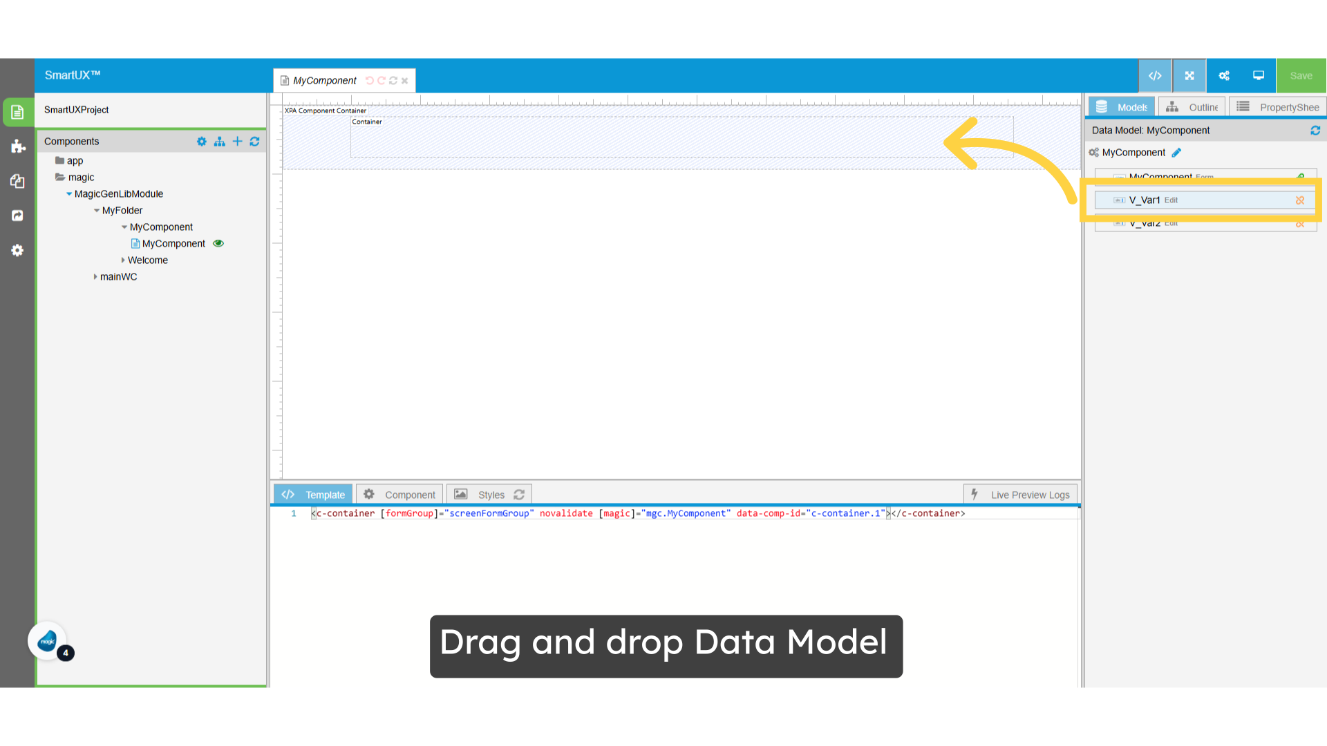 Drag and drop Data Model