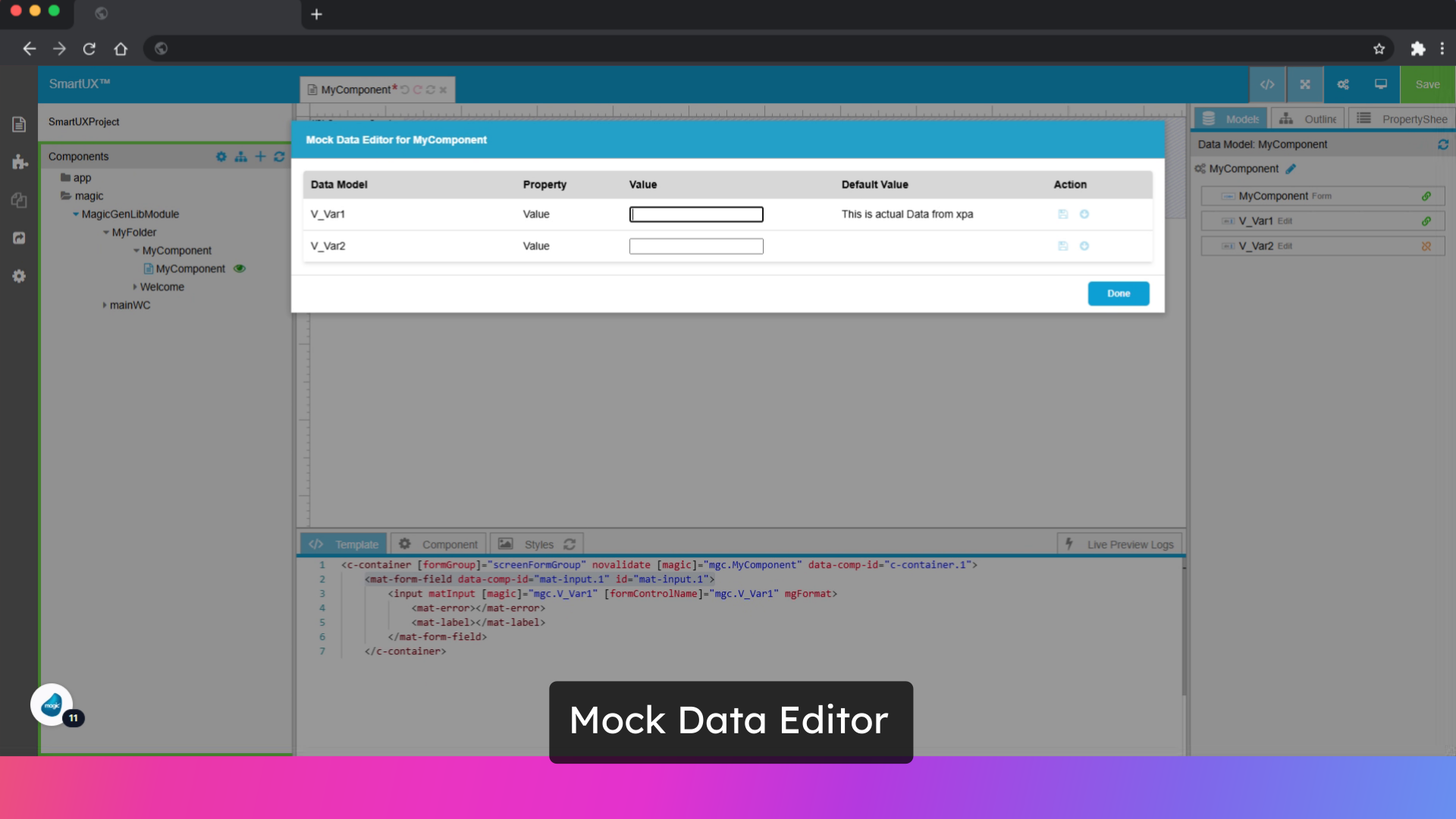 Mock Data Editor