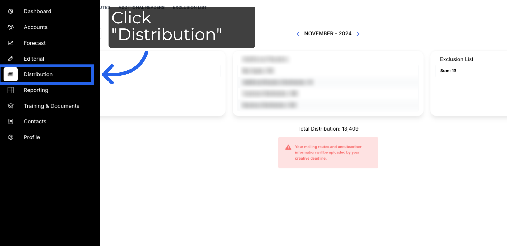 Click 'Distribution'