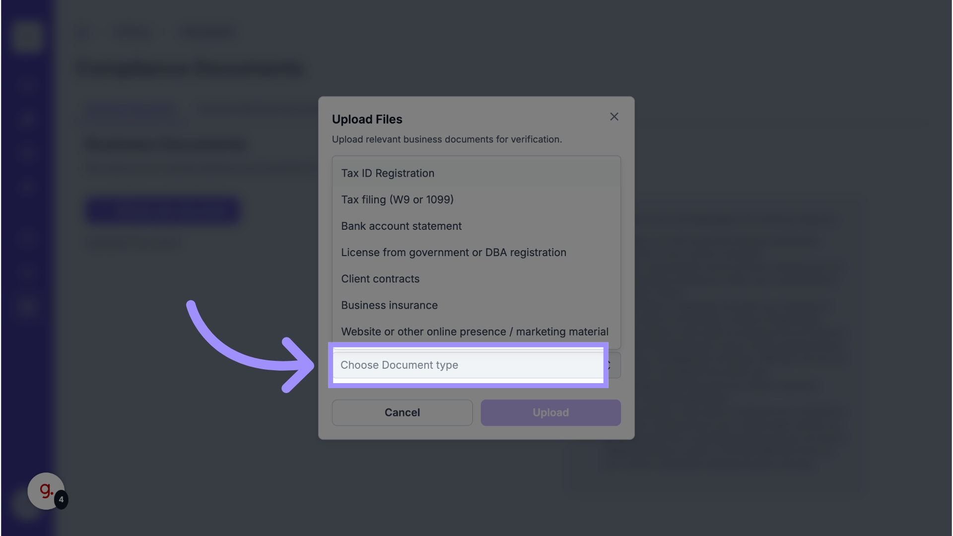 Click 'Choose Document type'