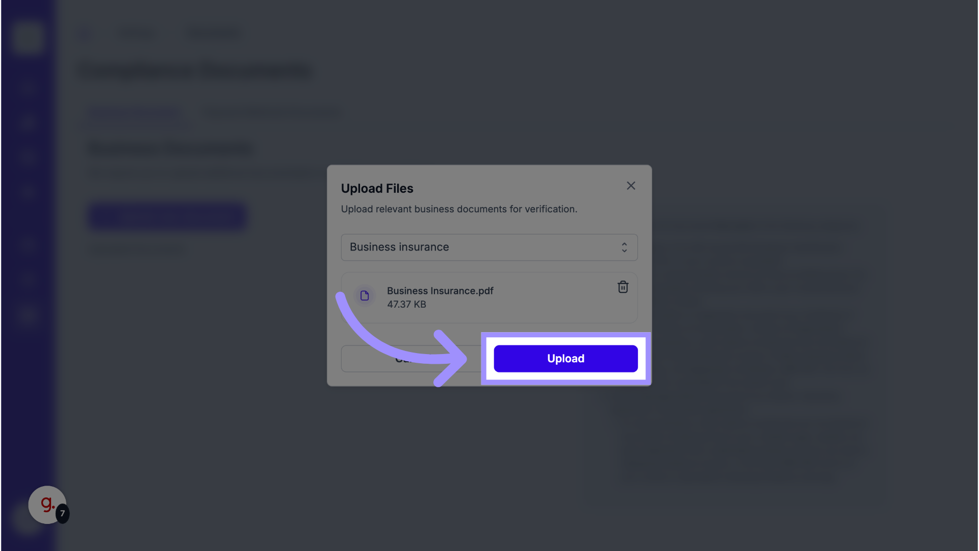 Click 'Upload'