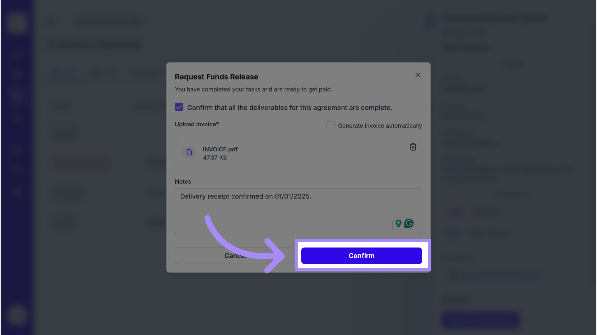 Click 'Confirm'