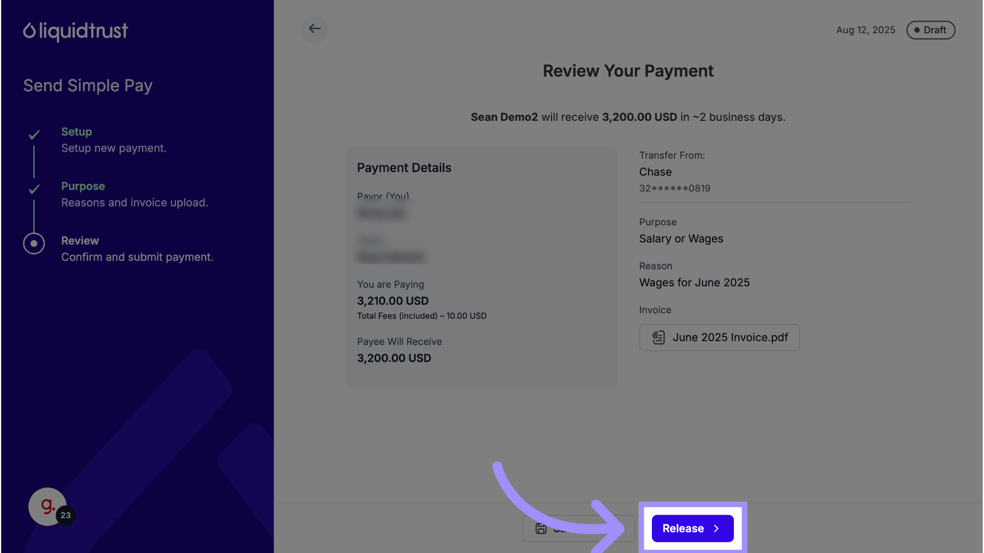 Review and Confirm the Payment Details