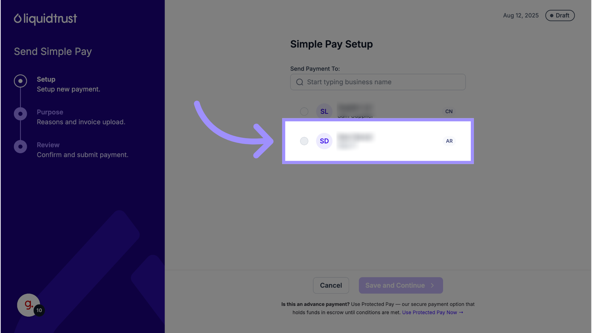 Select a Connected Business