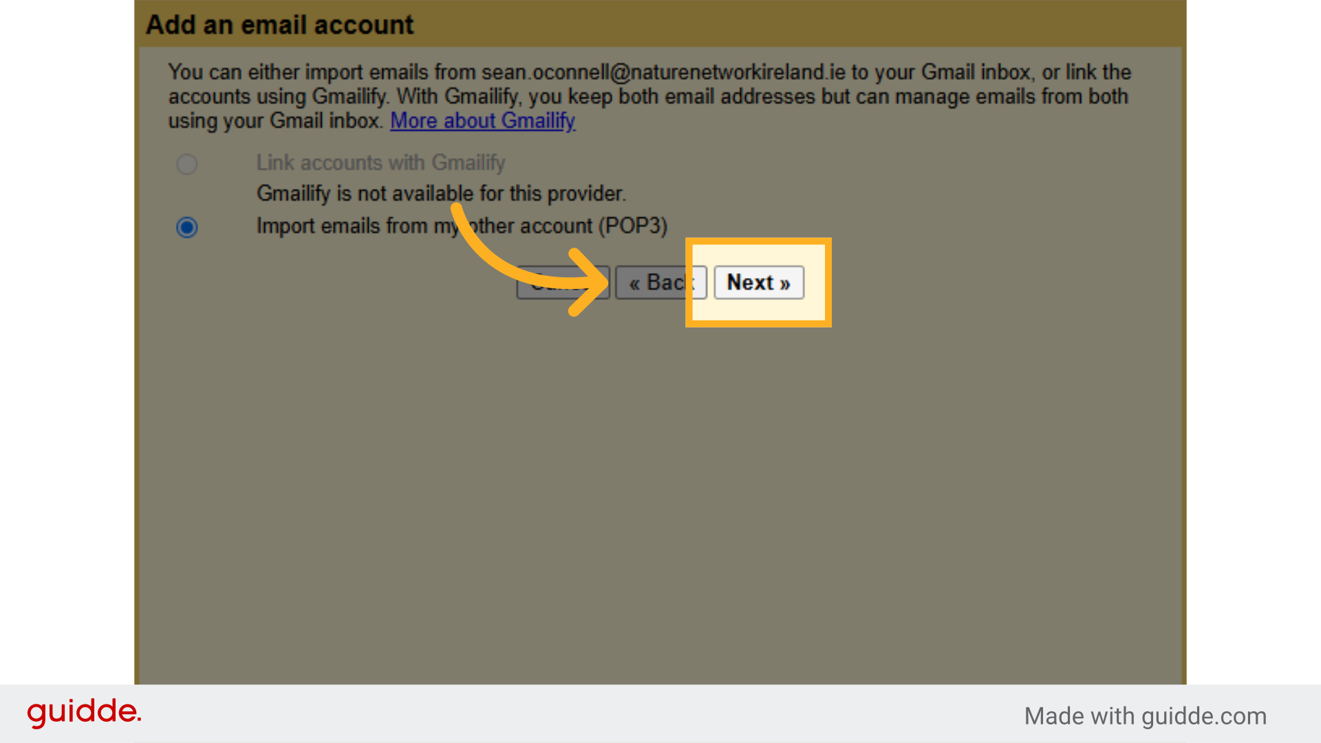 Select POP3 and Click 'Next »'