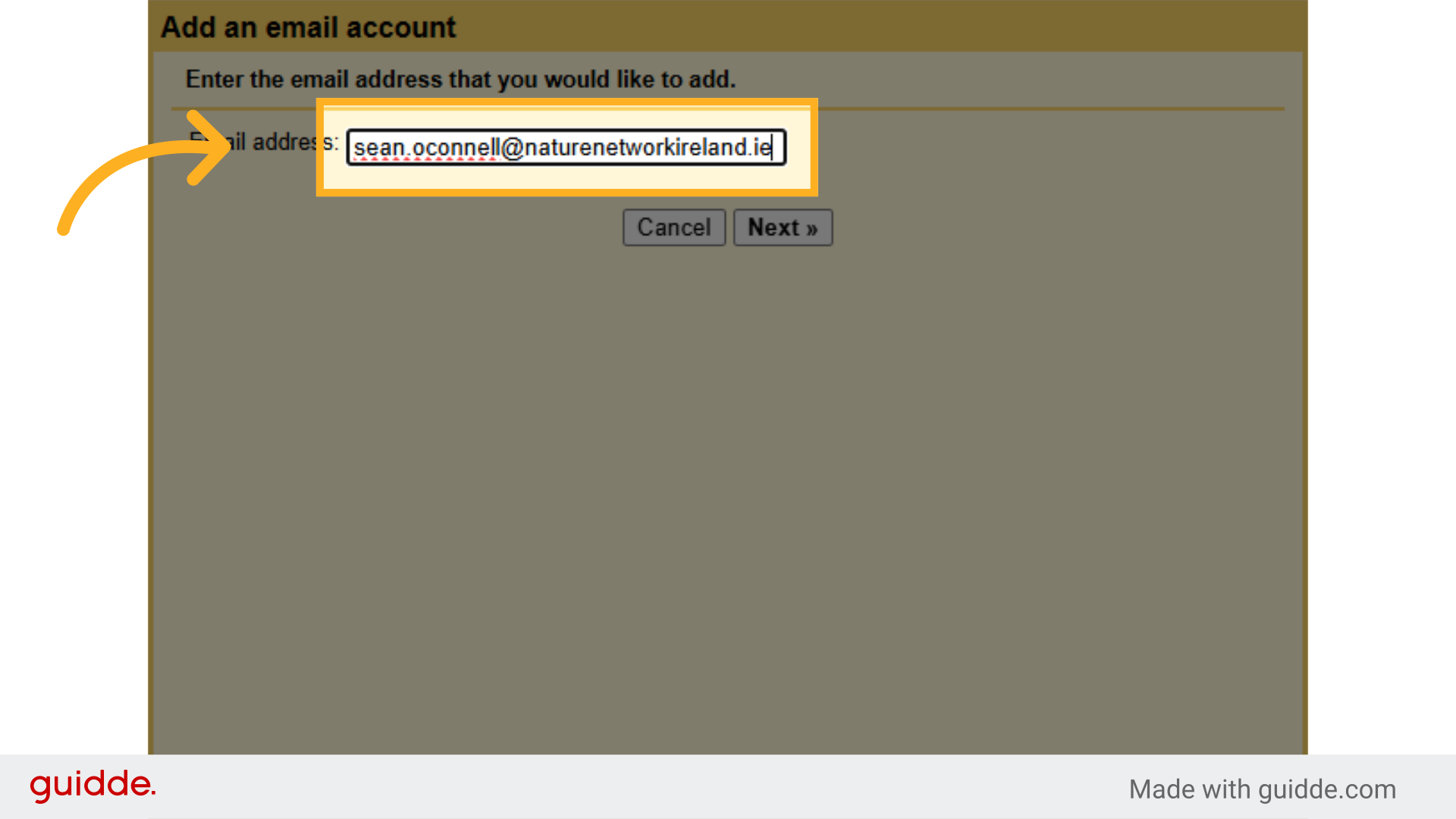 Type your naturenetworkireland.ie email address in fulle.g. <YOURNAME>@naturenetworkireland.ie” /><h3 style=