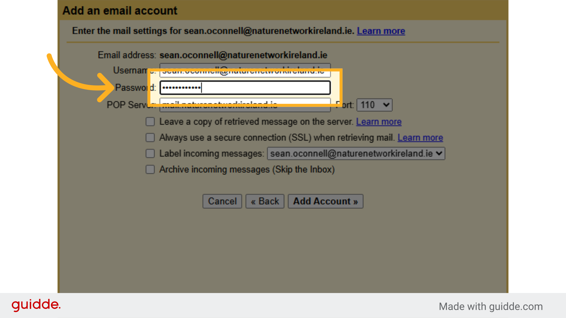 Fill in your '[password]'
