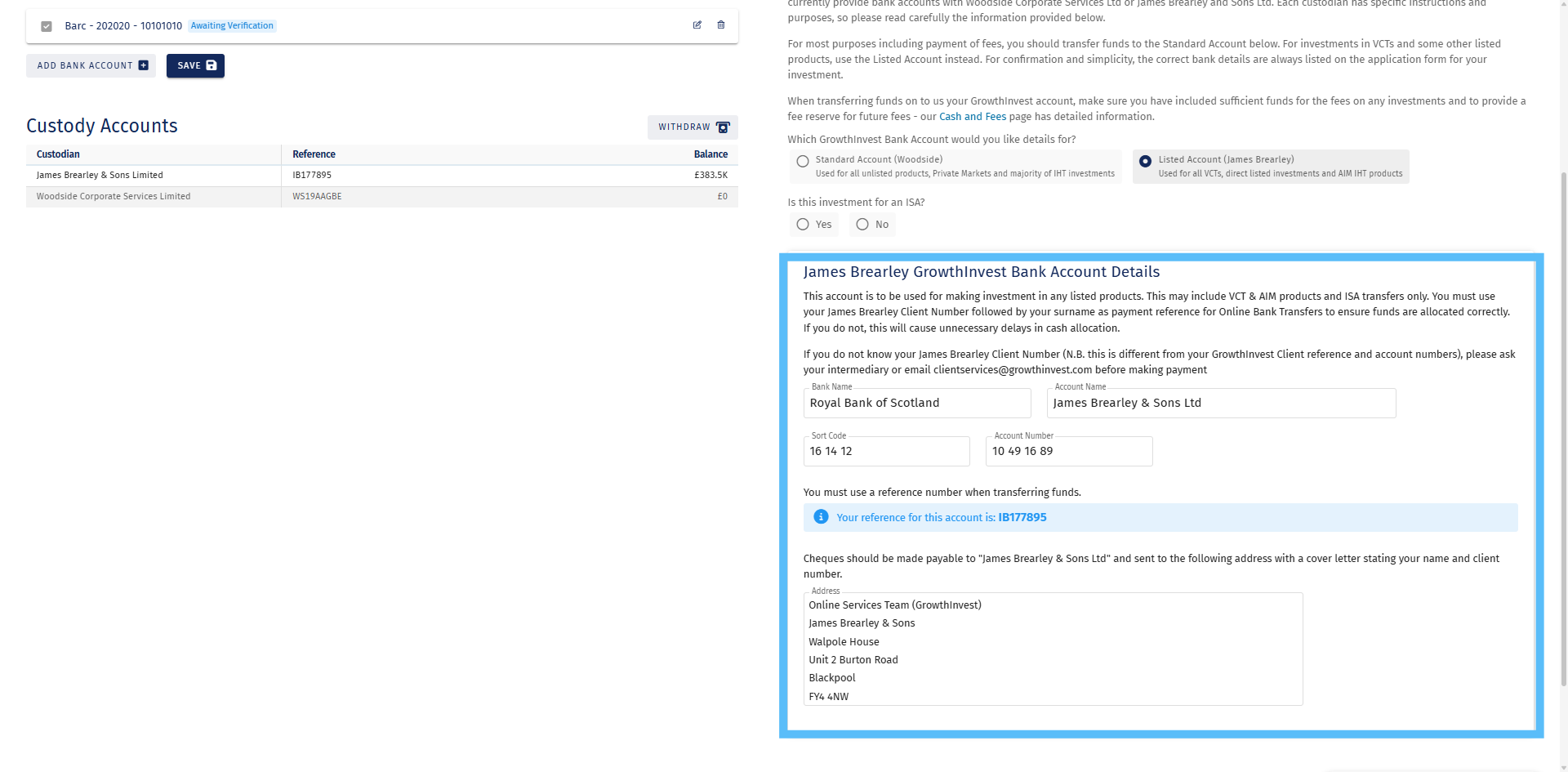 Listed Account (James Brearley)