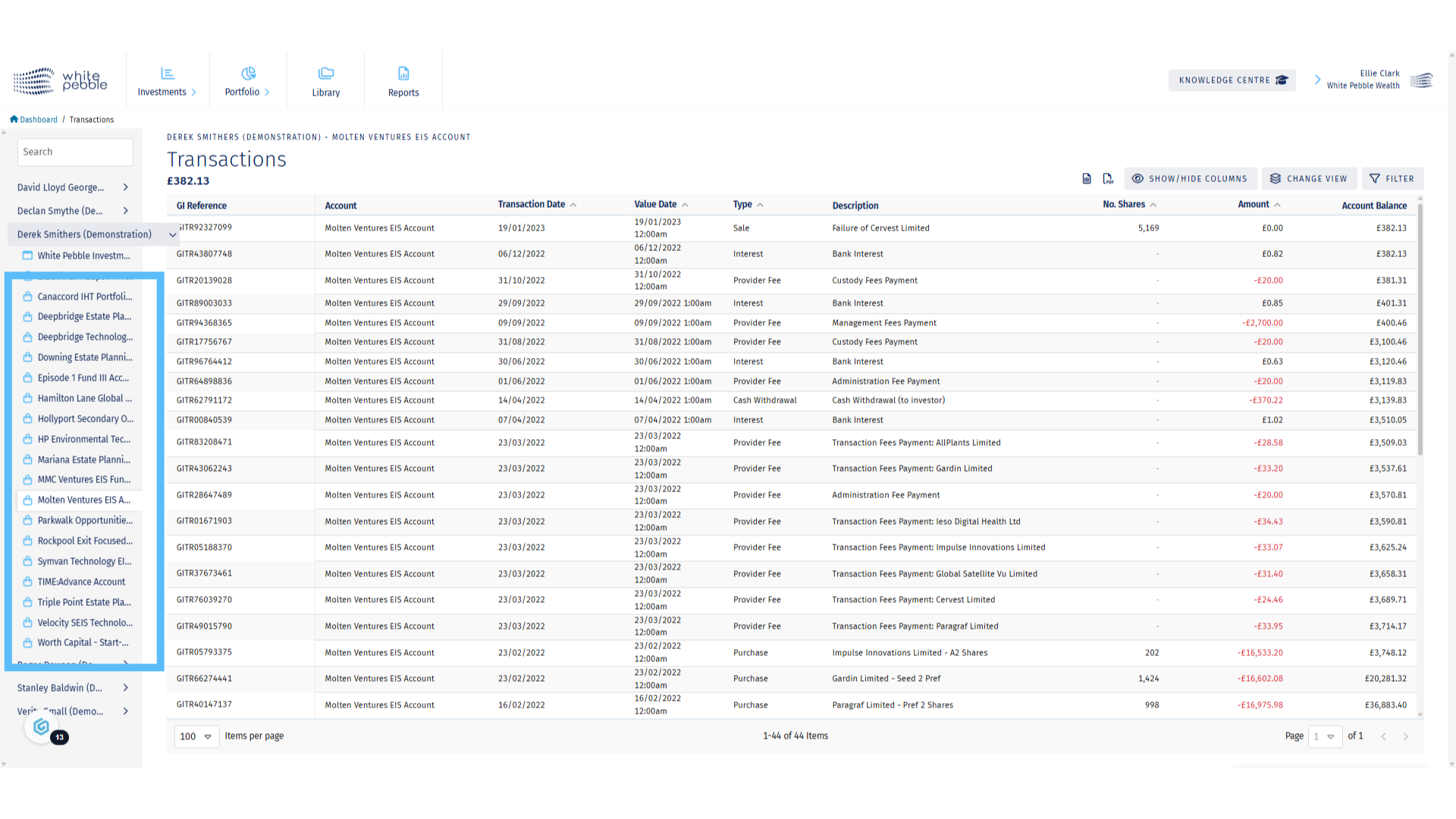 Fund (Non Custody) Account Selection