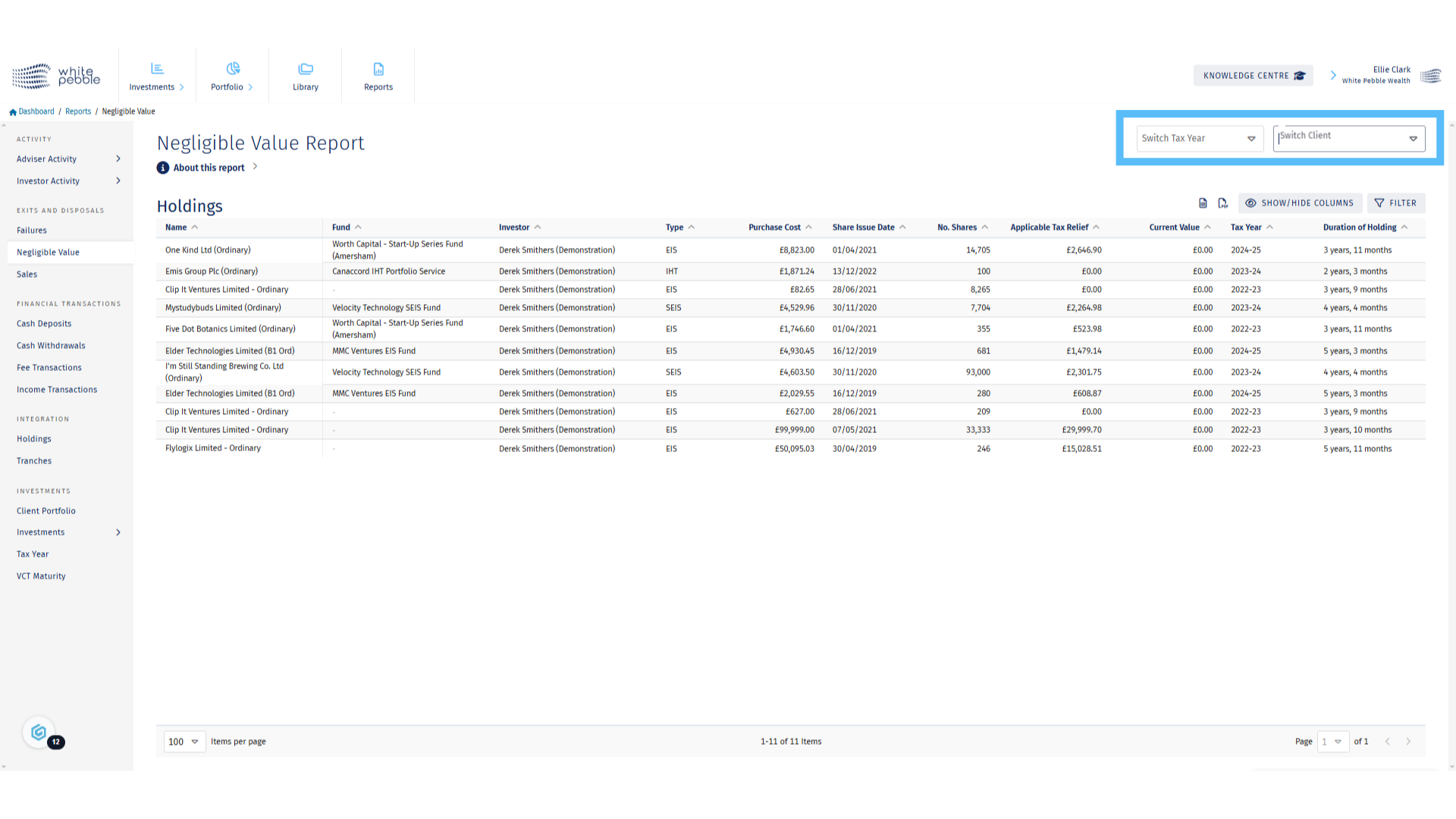 Select Client and Tax Year