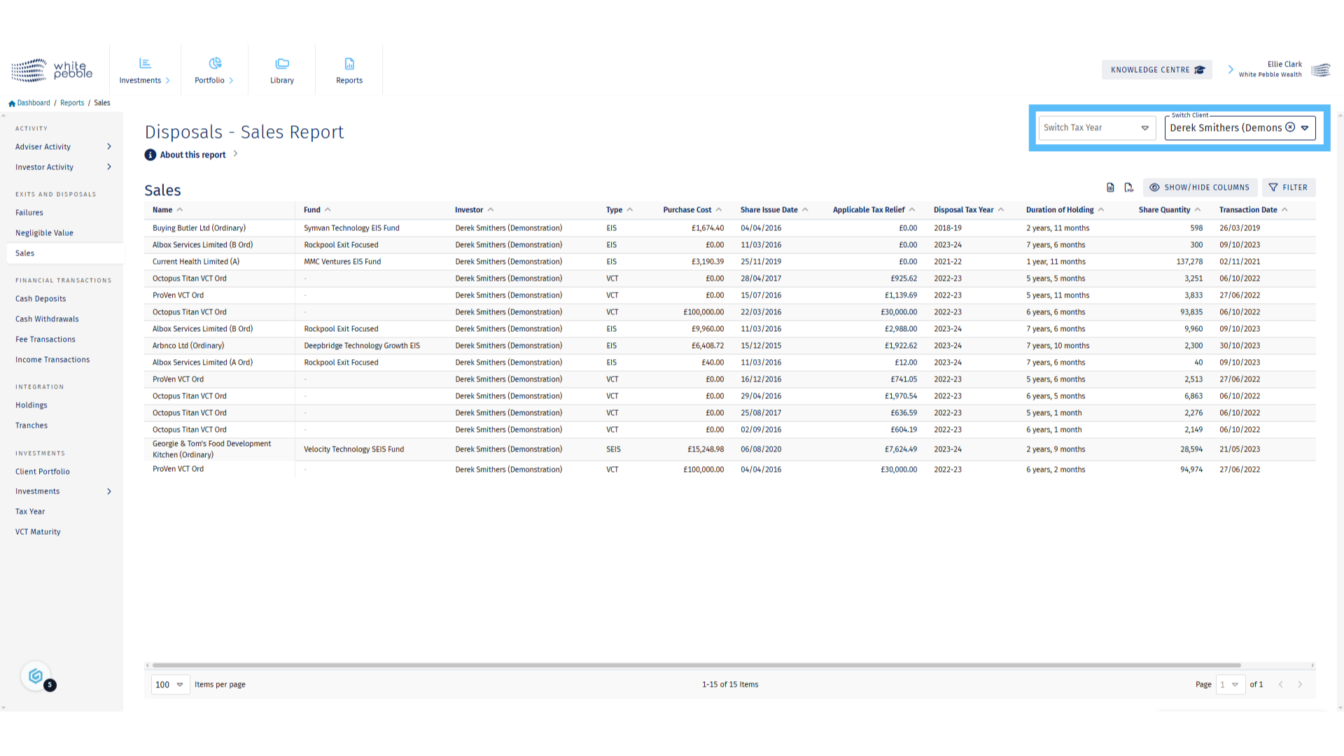 Select Client and Tax Year