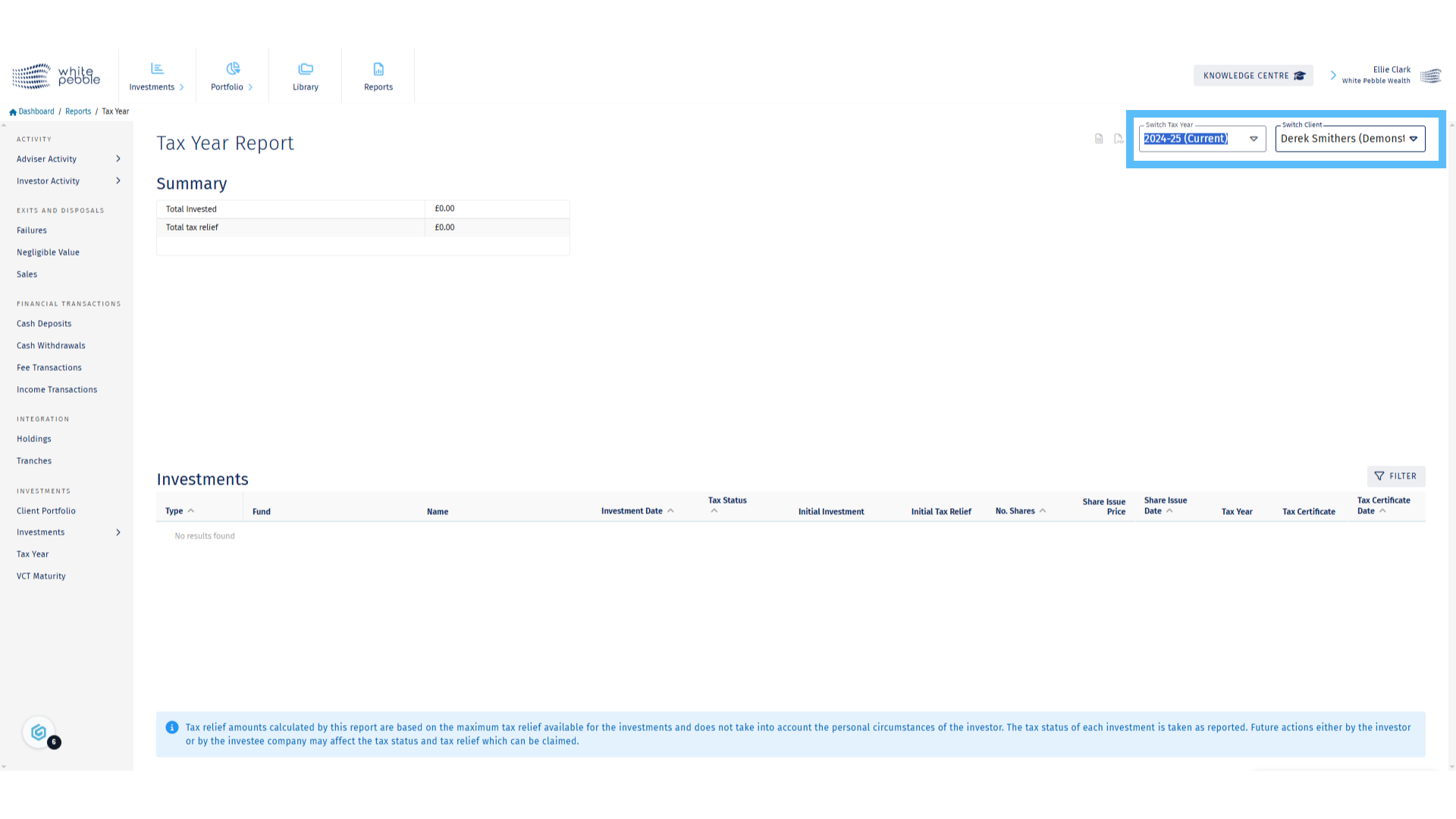 Select Client and Tax Year