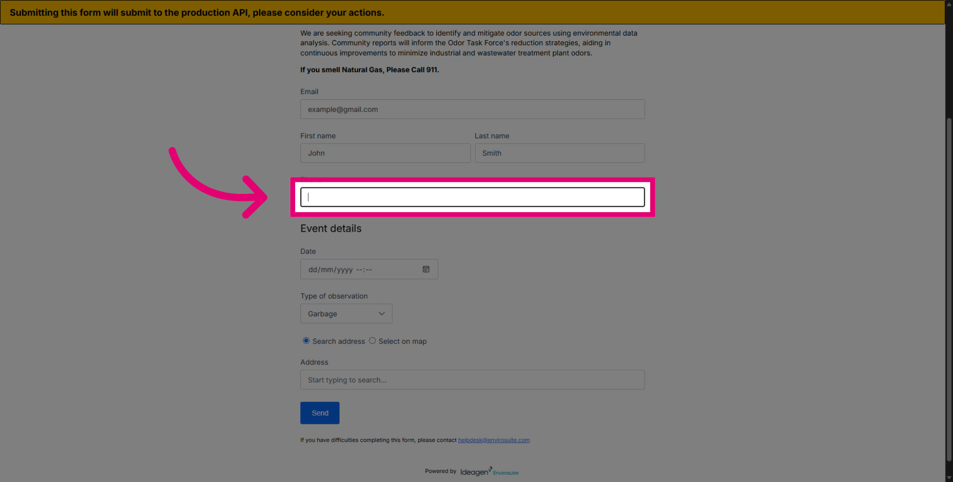Phone Number Field