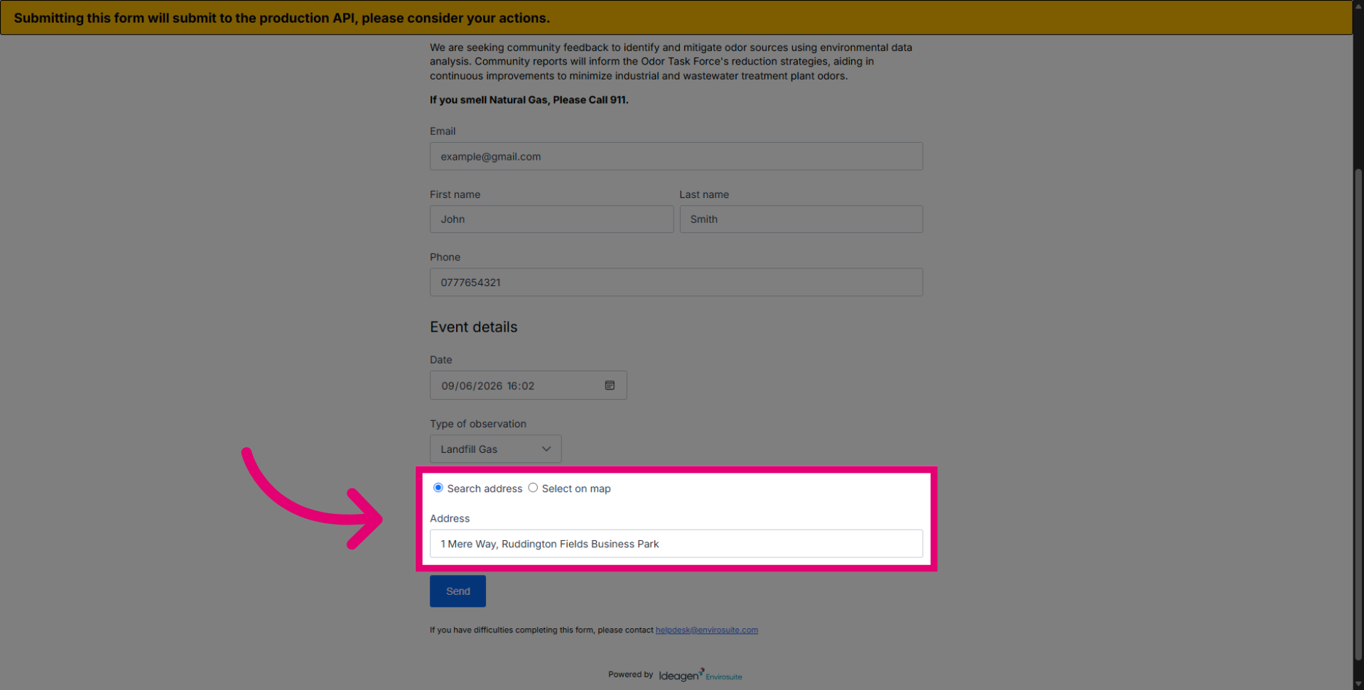 Open Address Options