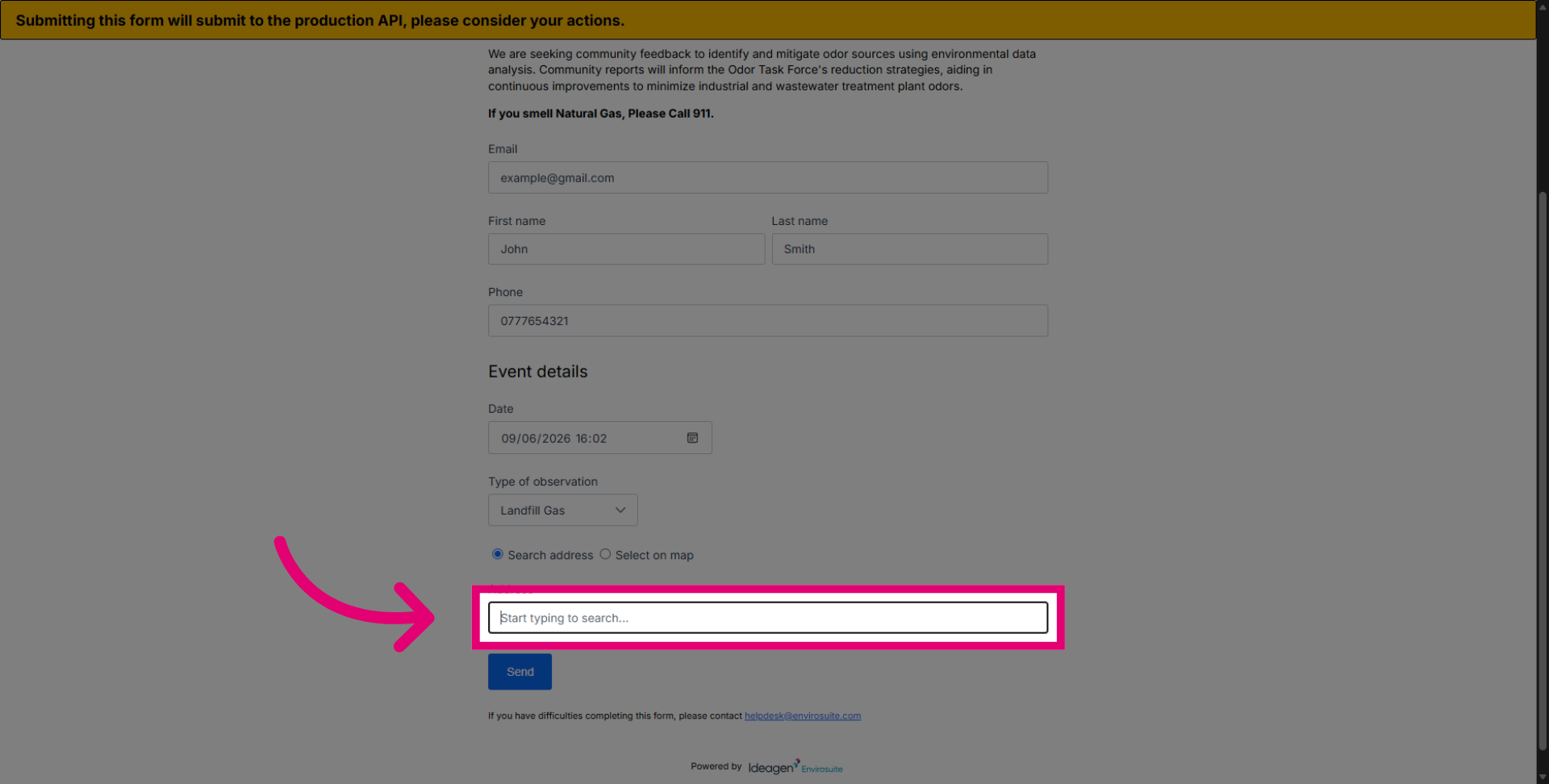Full Address input or Map Selection