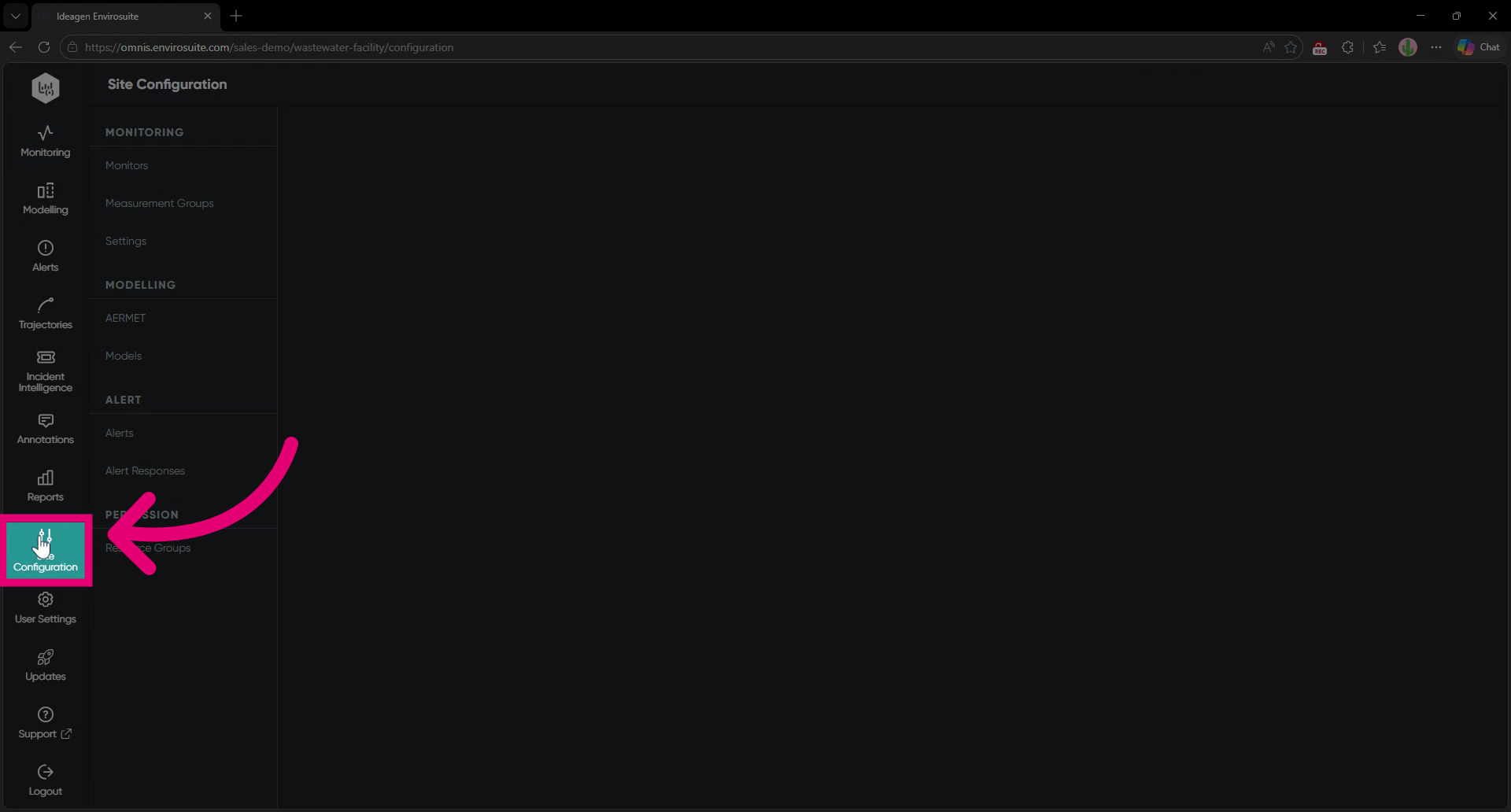 Go to Site Configuration