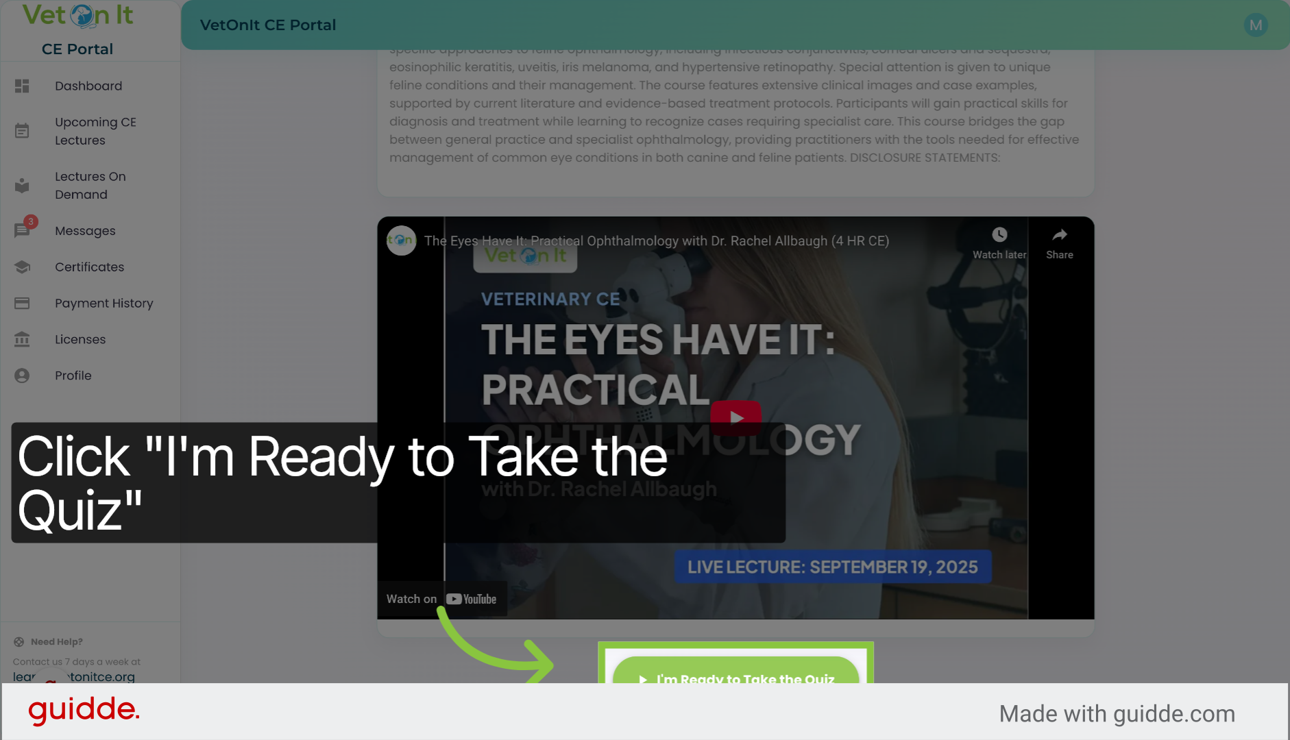Click 'I'm Ready to Take the Quiz'