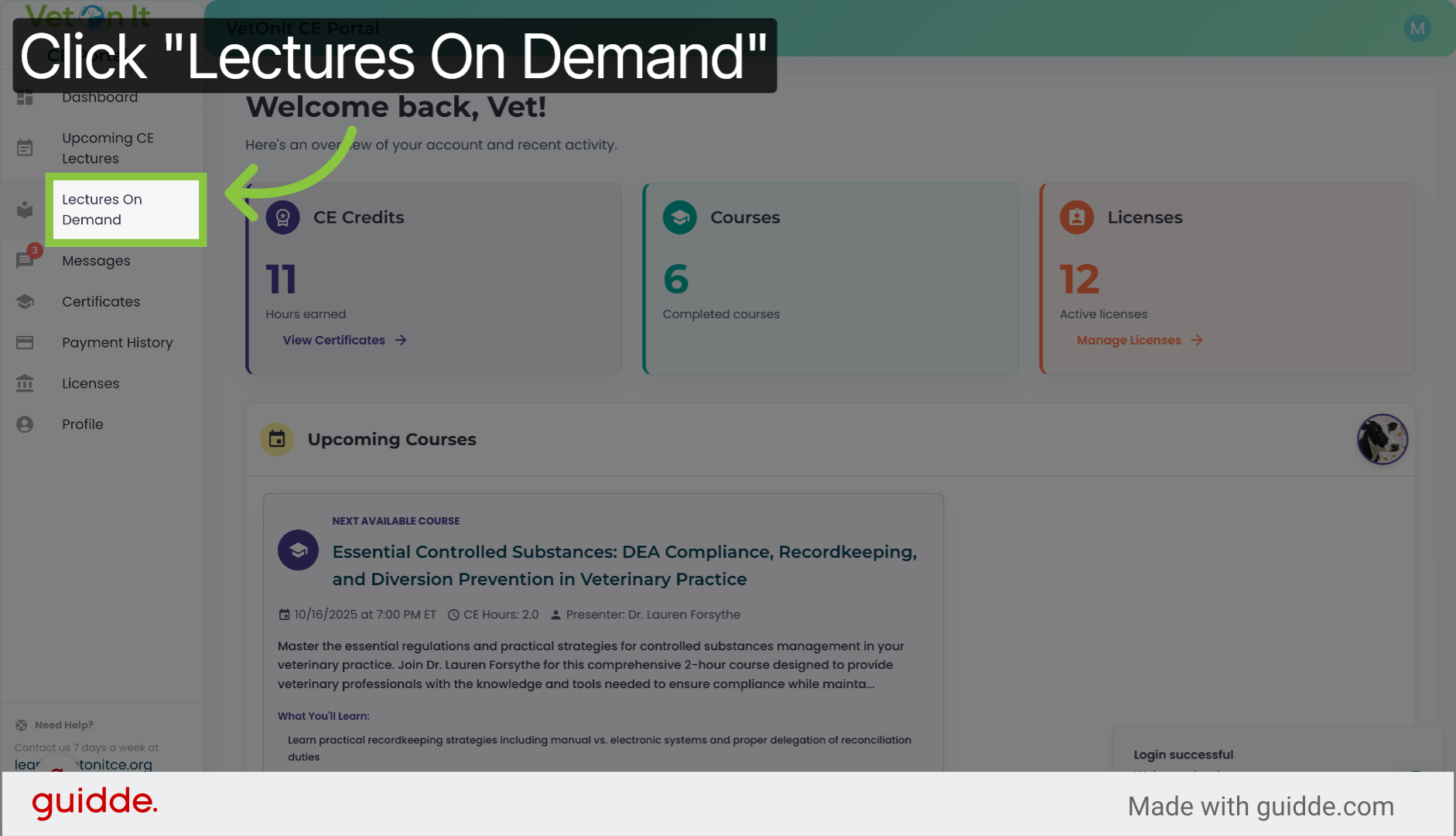 Click 'Lectures On Demand'