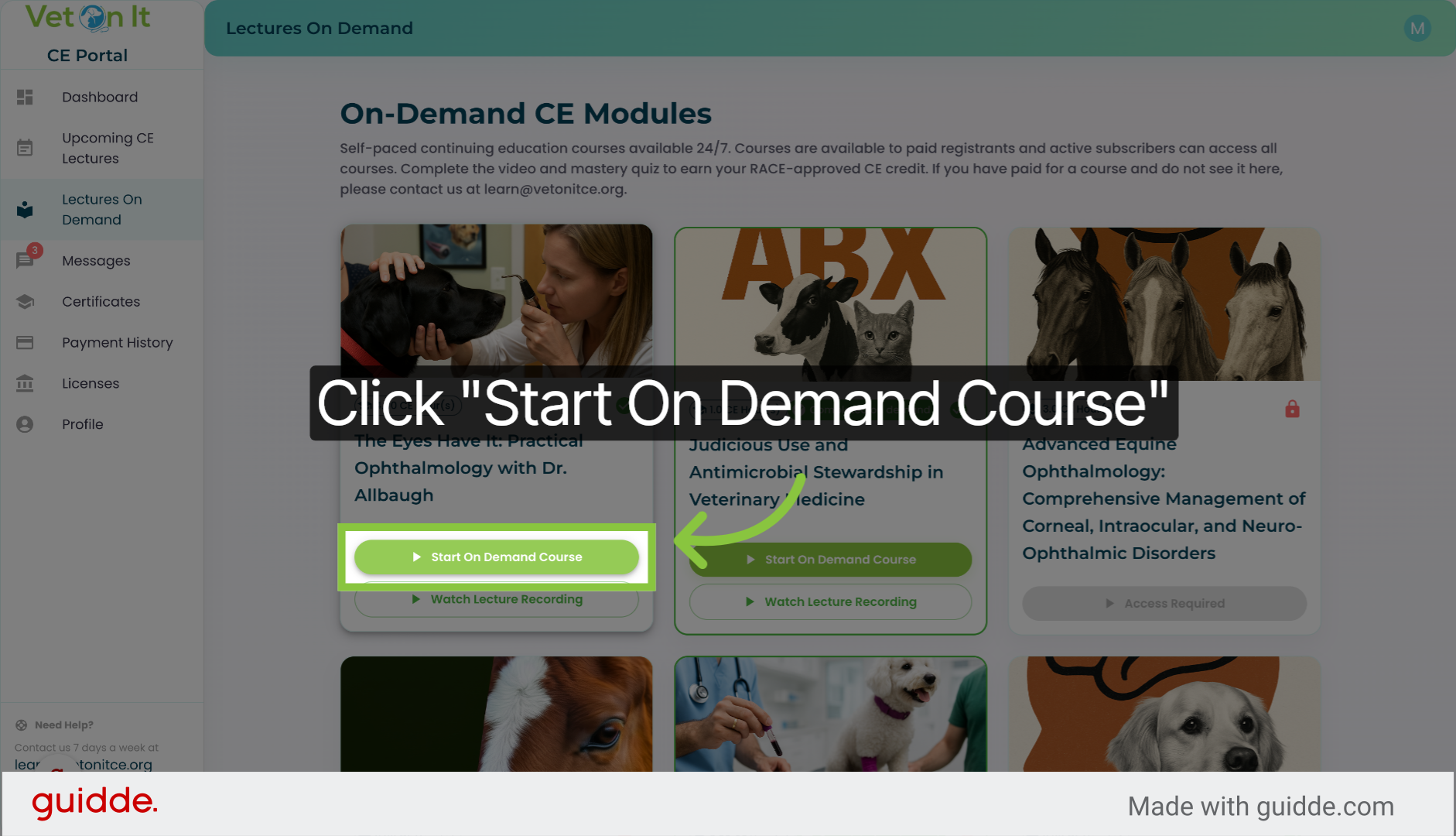 Click 'Start On Demand Course'
