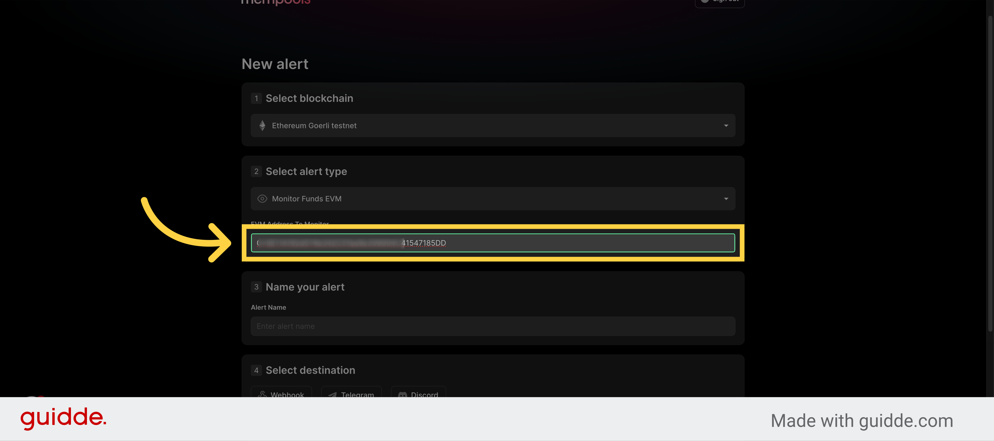 Add the address to monitor