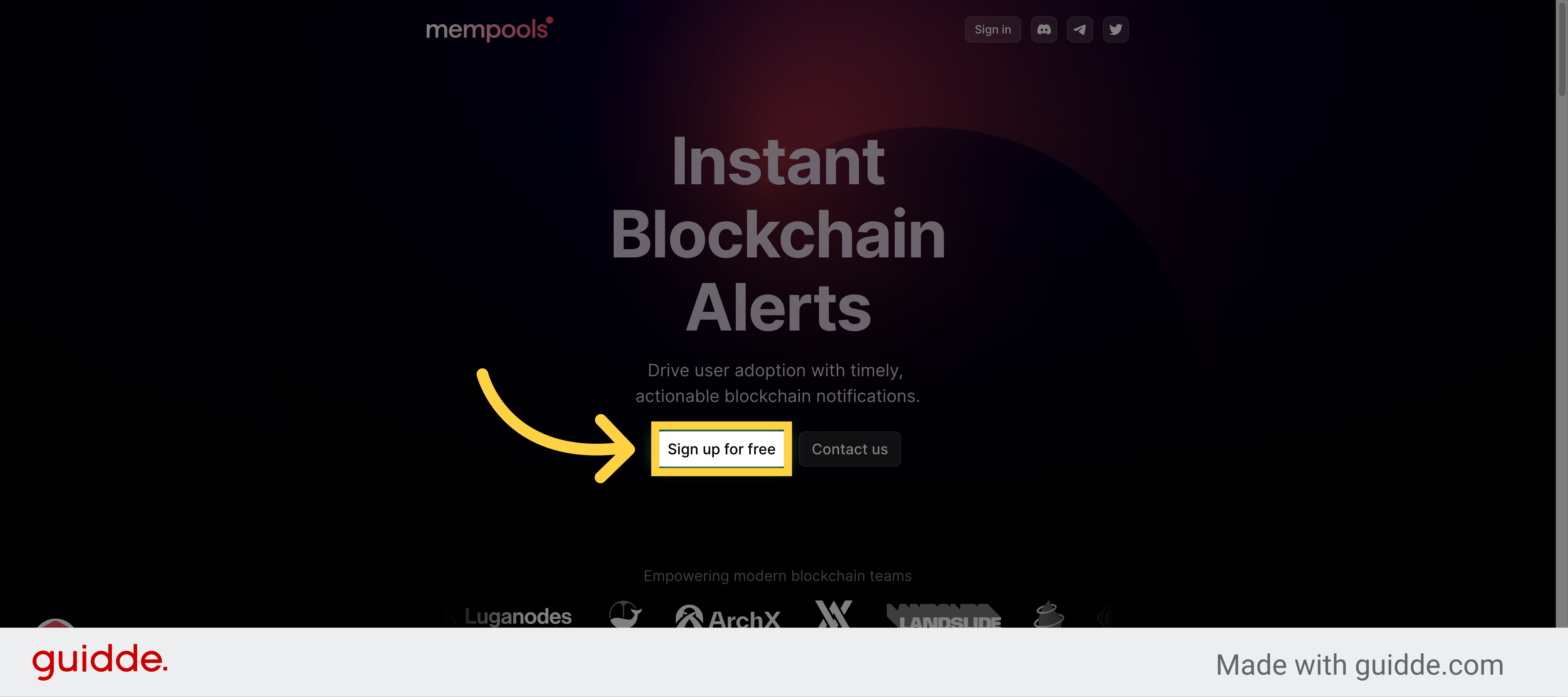 Click 'Sign up for free'