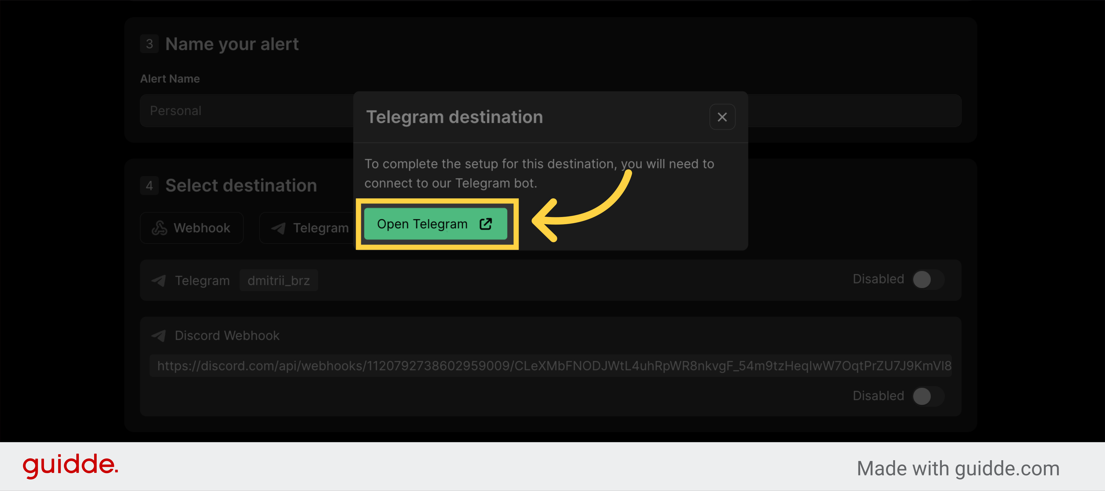 Click 'Open Telegram'