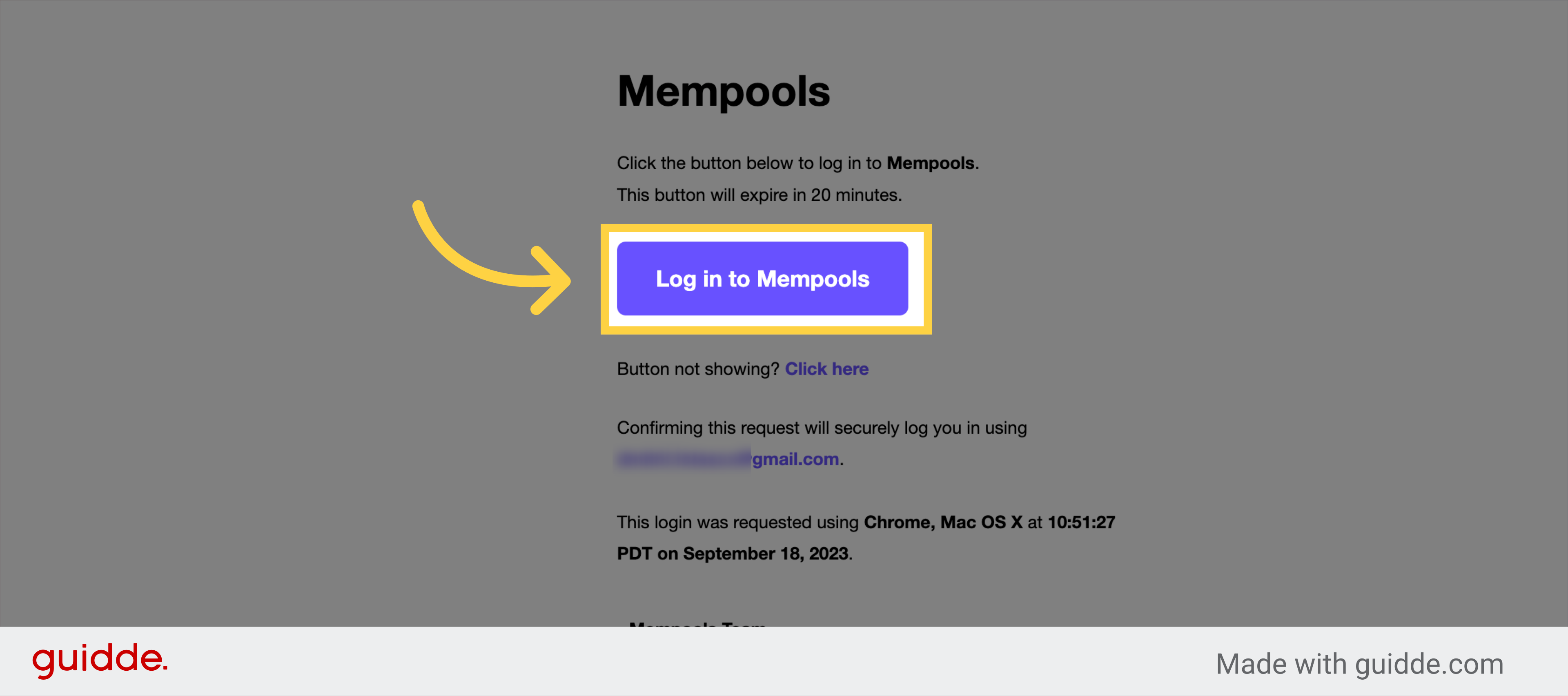 Click 'Log in to Mempools'