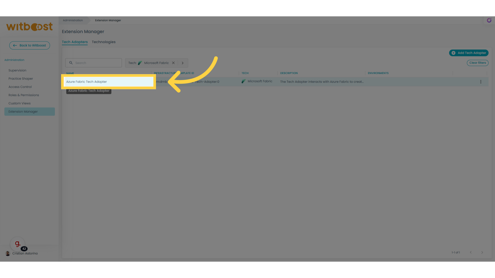 Select the newly created entry