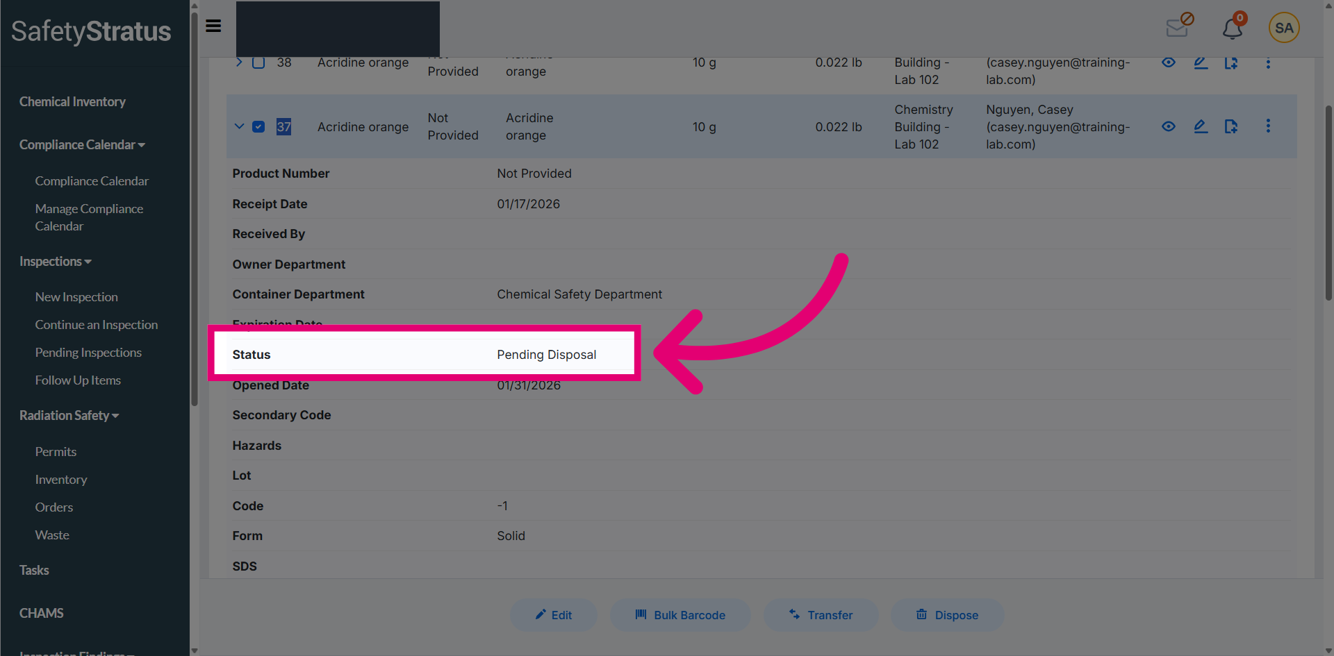 Open Status Menu