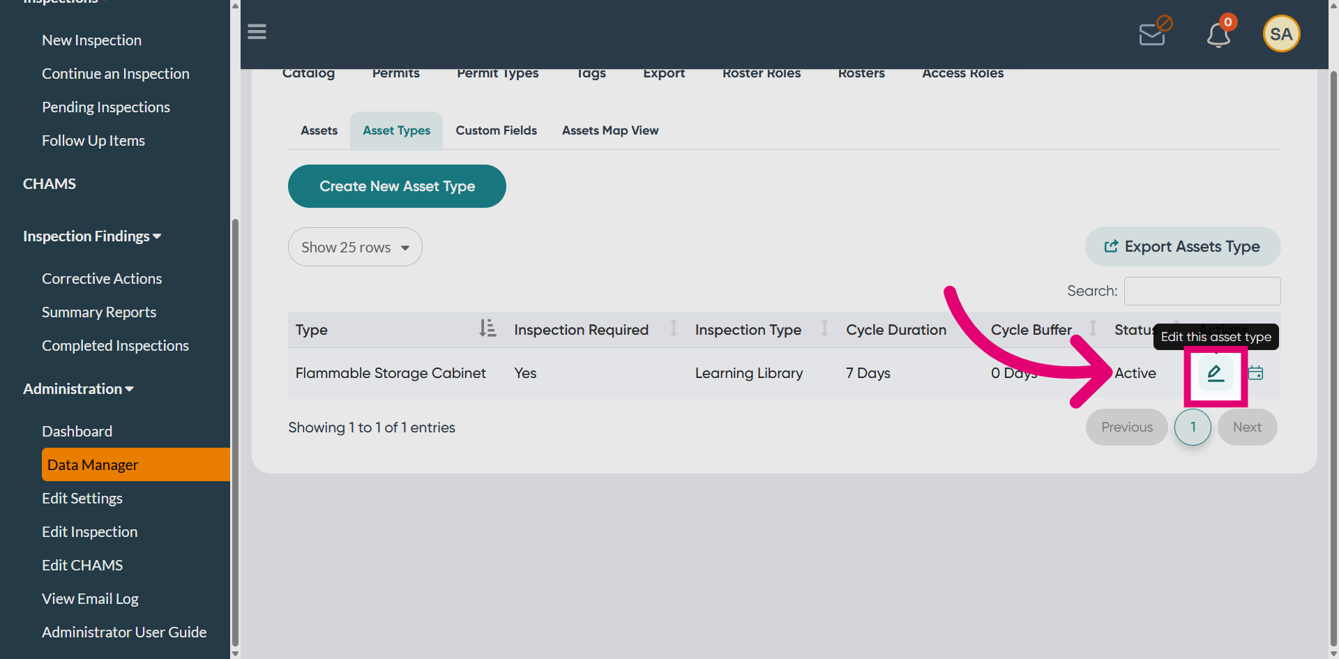 Select Asset Type Option