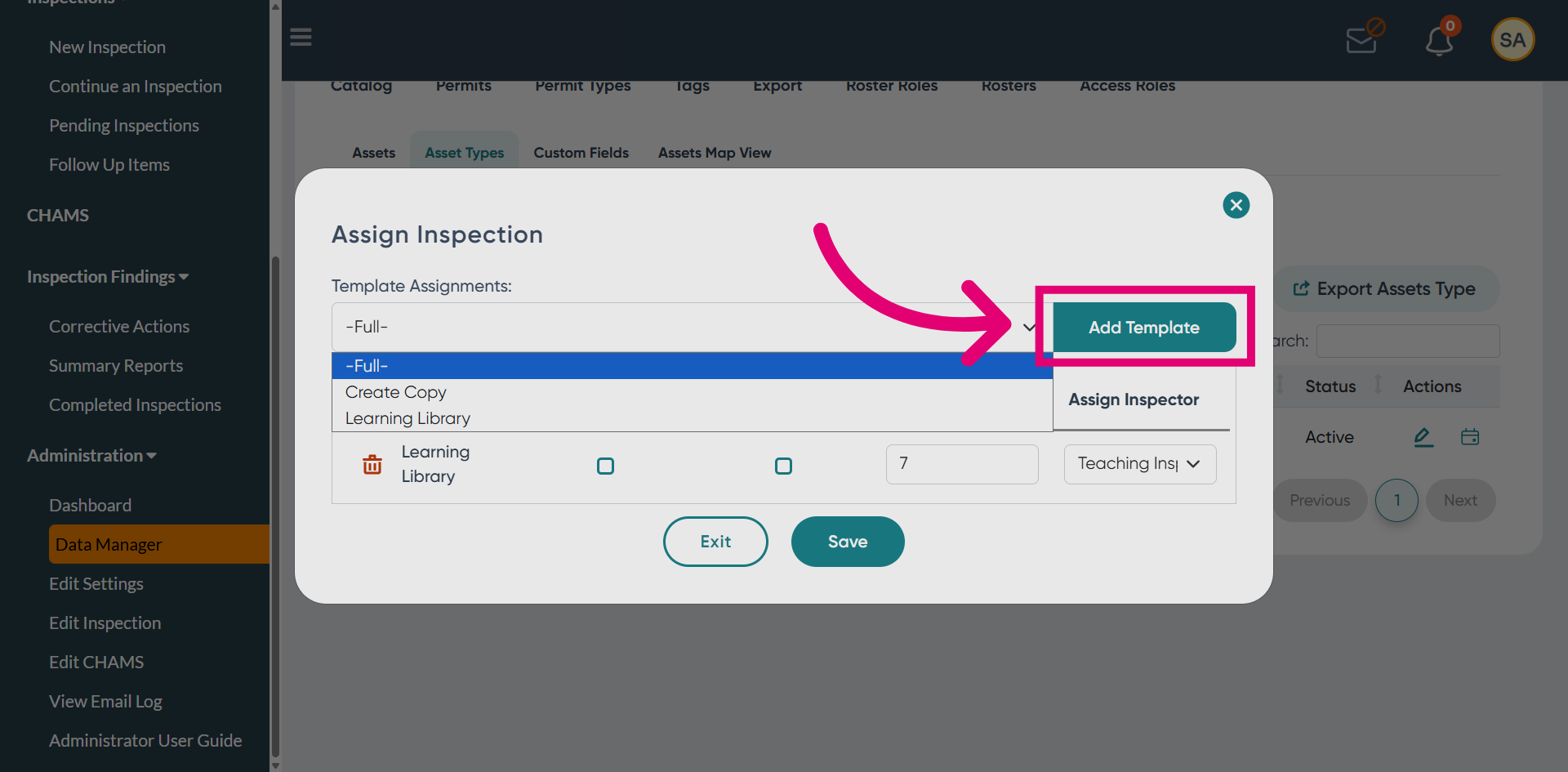 Open Template Dropdown