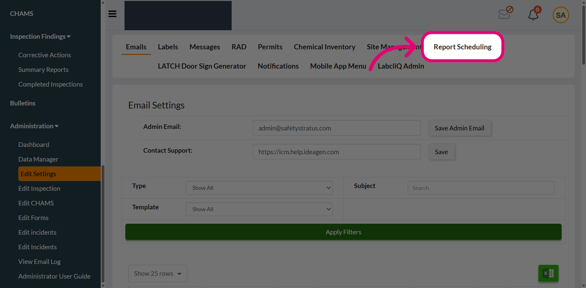 Select 'Report Scheduling'