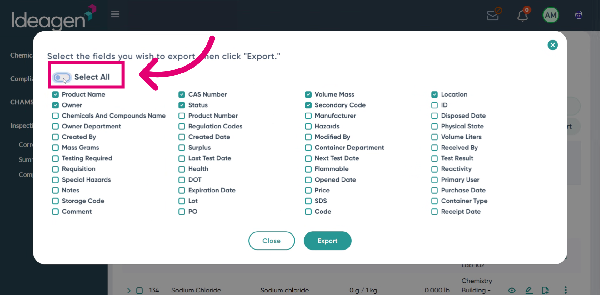 Enable Export Option
