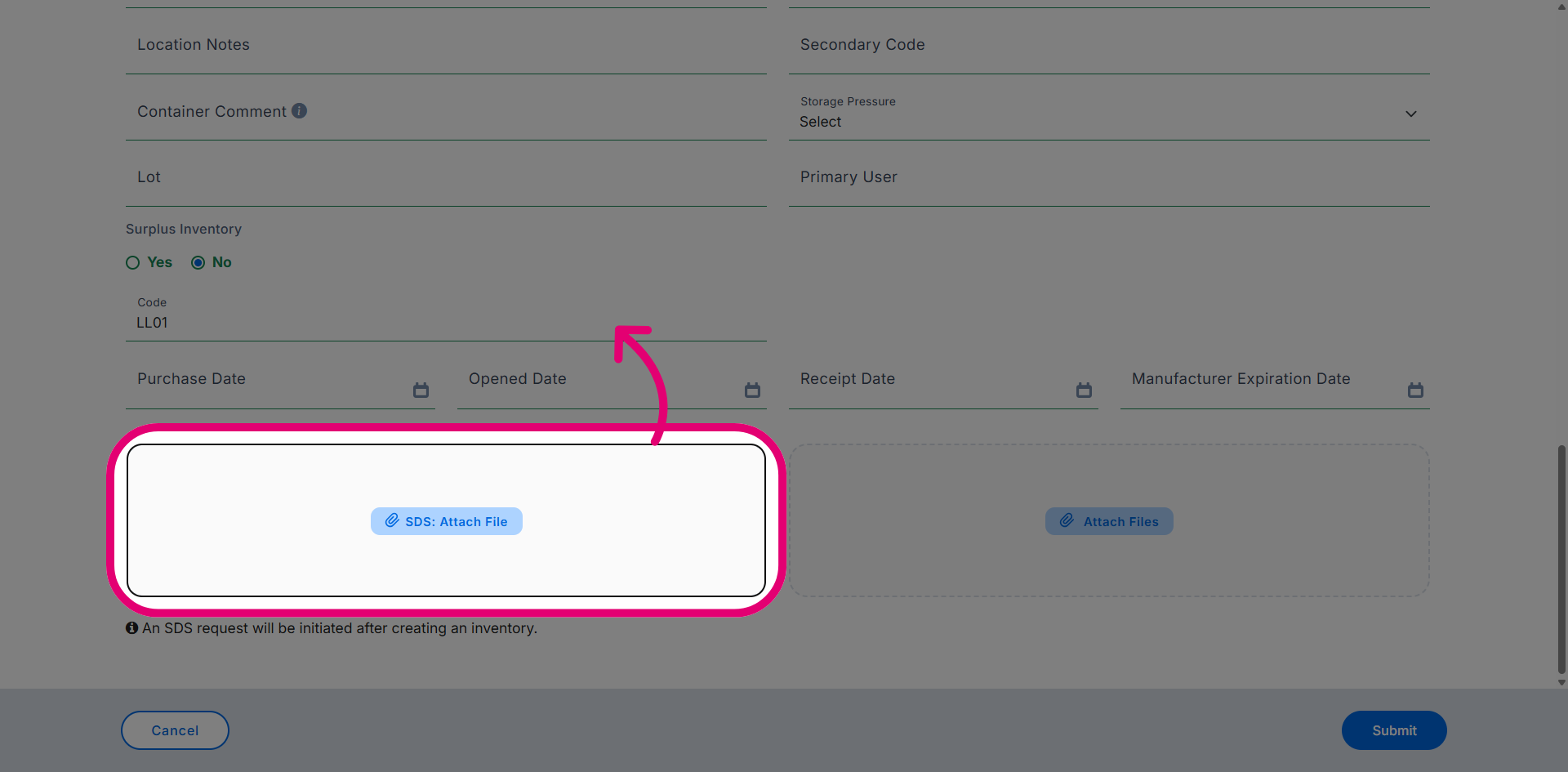 Navigate to SDS Tab