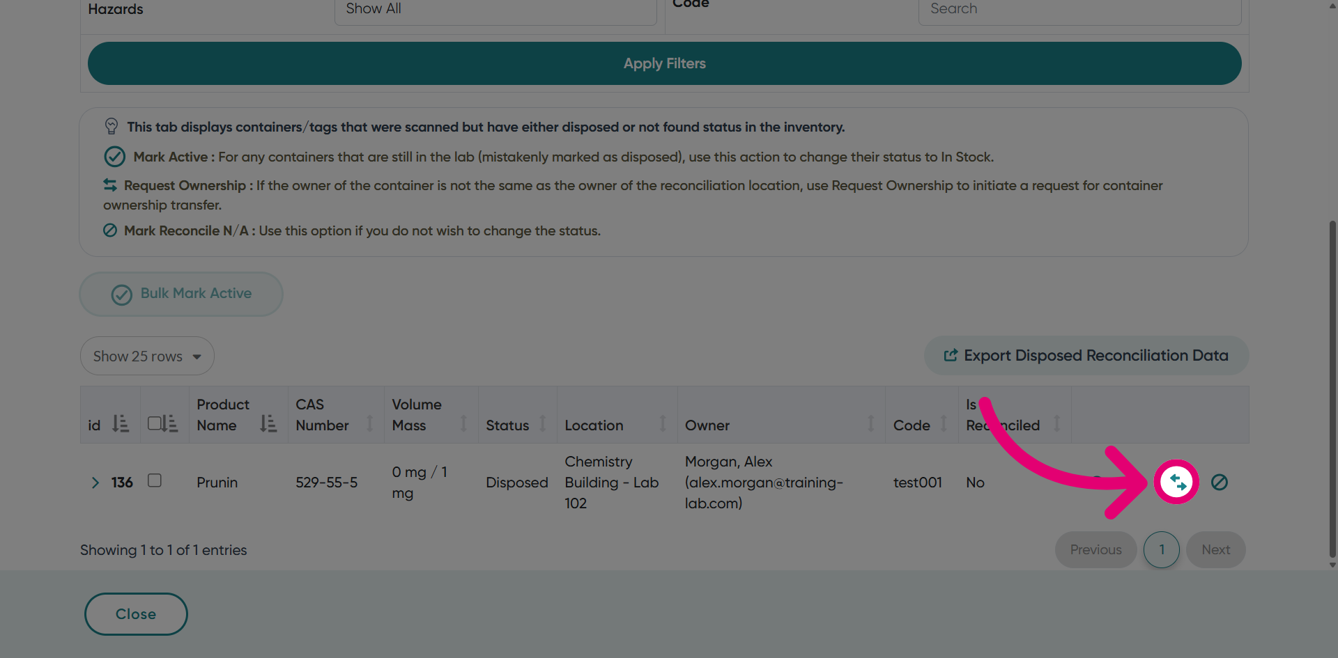 Click 'Transfer Inventory'