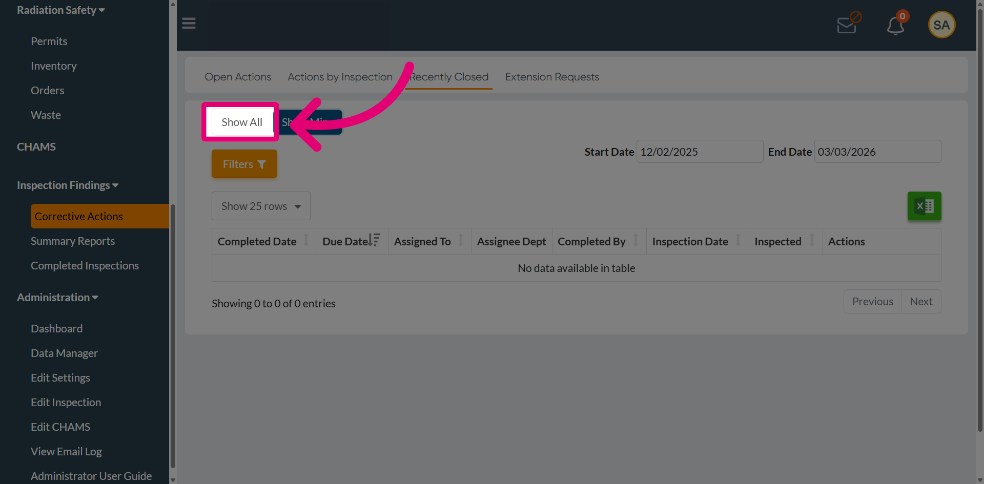 Display All Actions