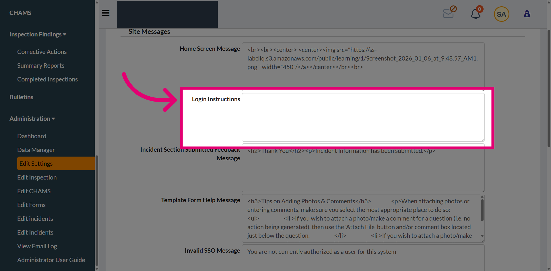 Enter login instructions
