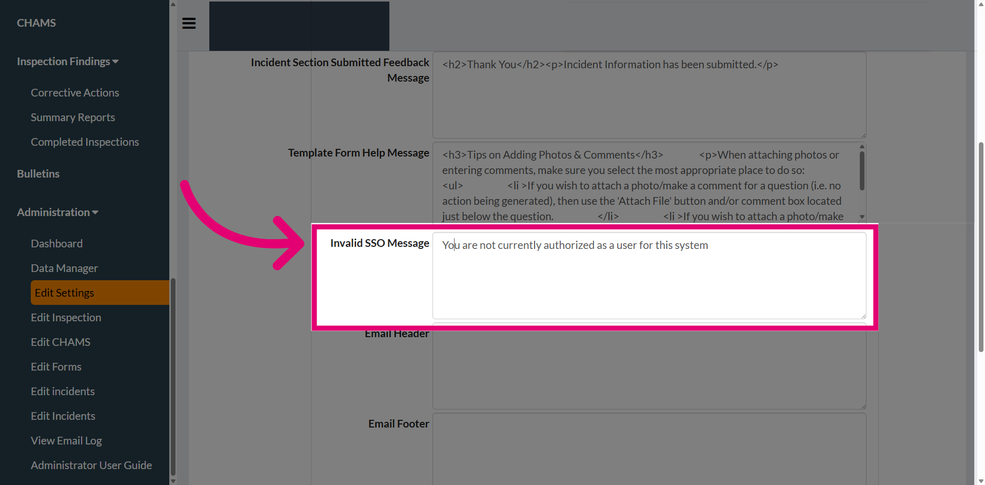 Enter invalid SSO message