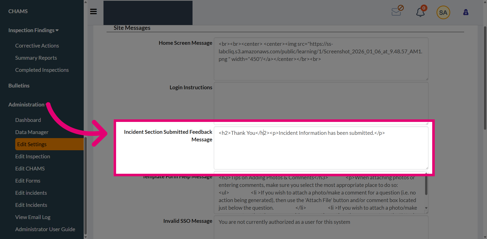 Enter incident feedback message
