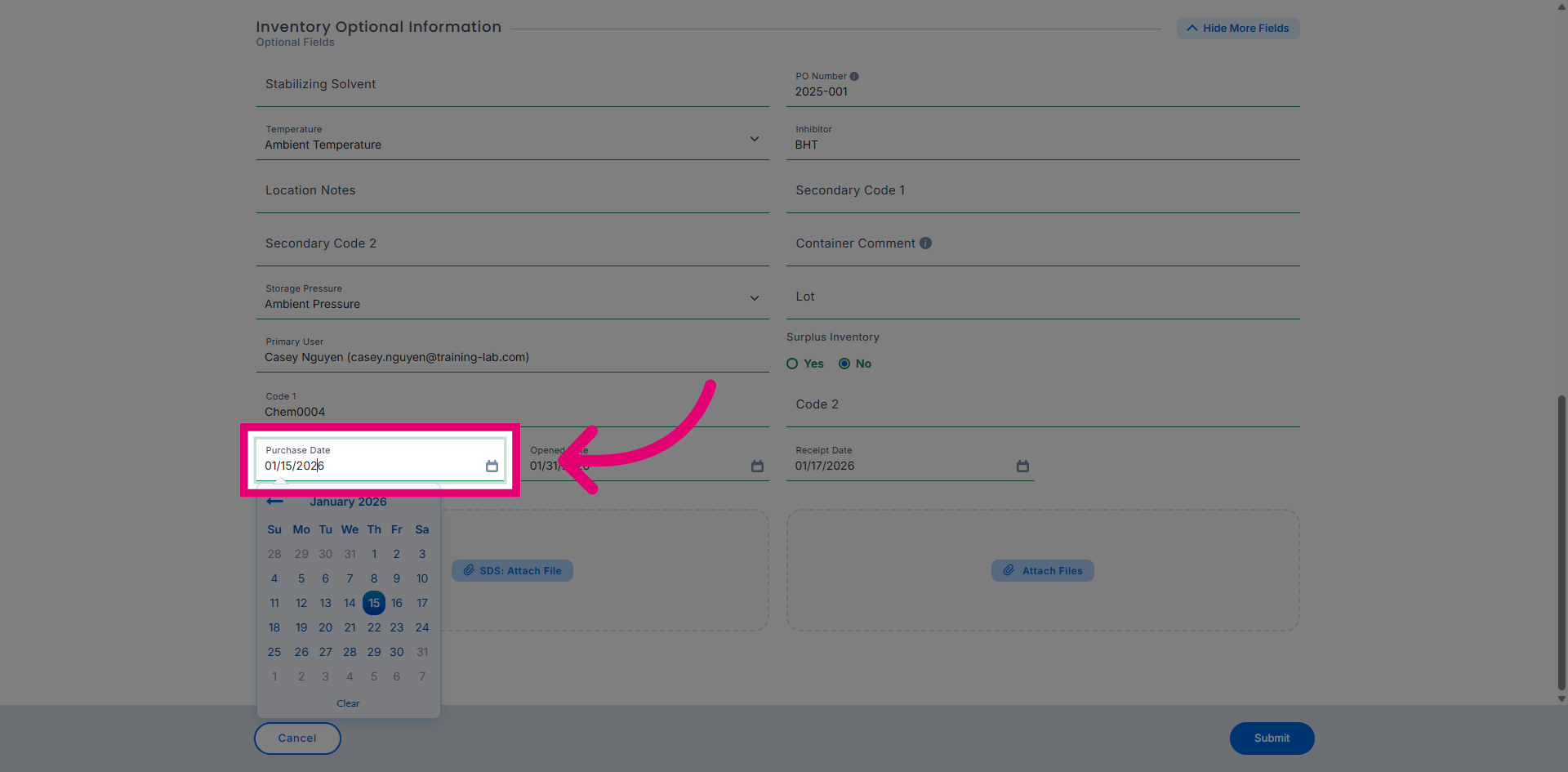 Select Purchase Date