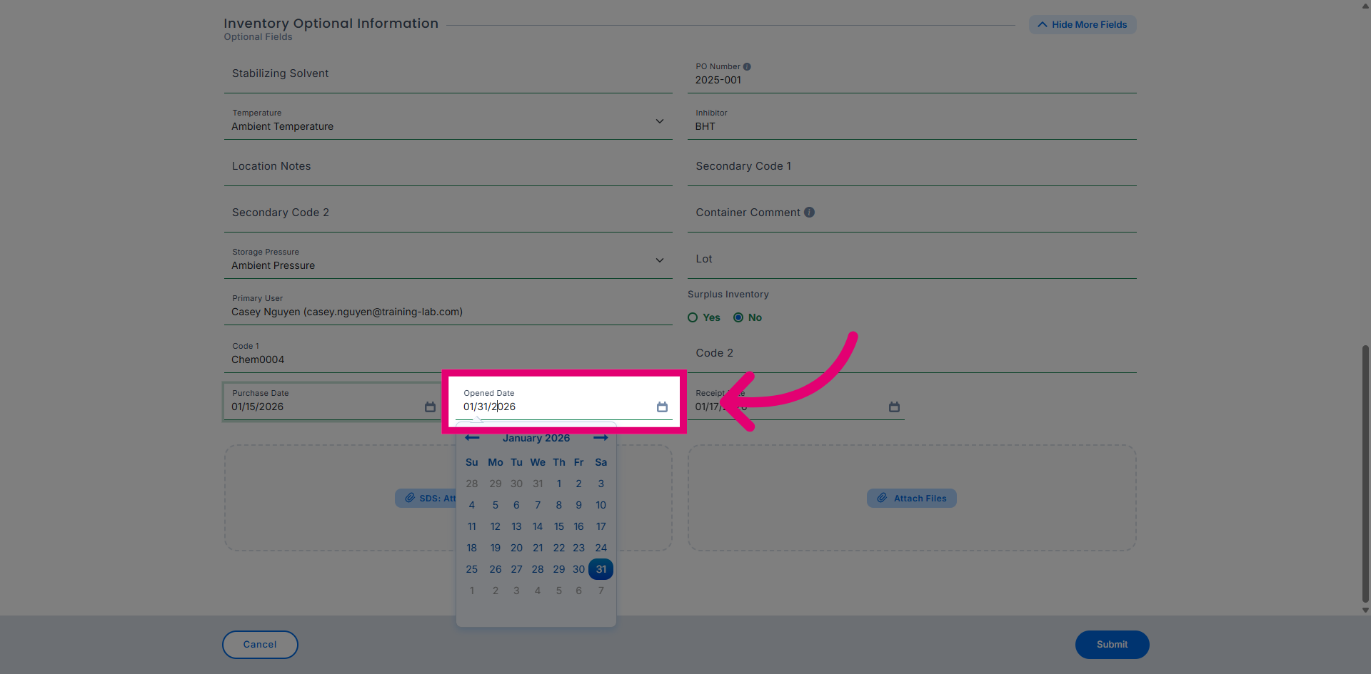 Select Opened Date